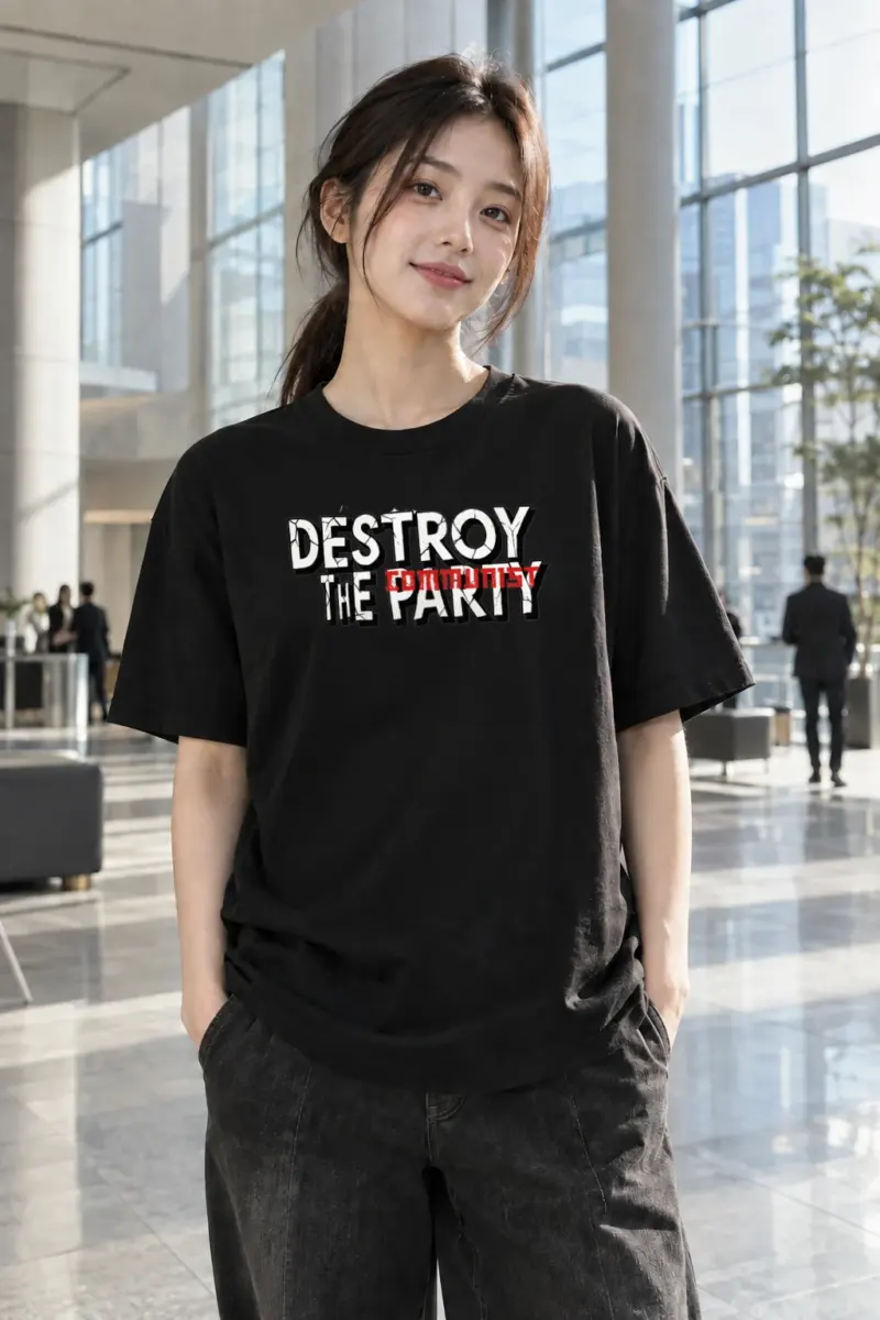 “Destroy The Communist Party” Heavyweight Unisex Crewneck T-shirt | Gildan 5000