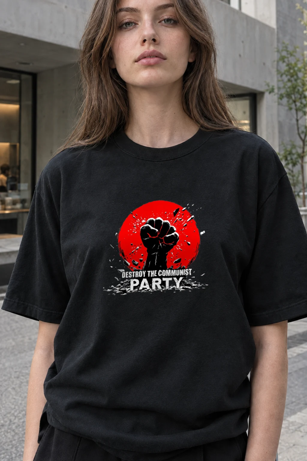"Destroy The Communist Party" Heavyweight Unisex Crewneck T-shirt | Gildan 5000