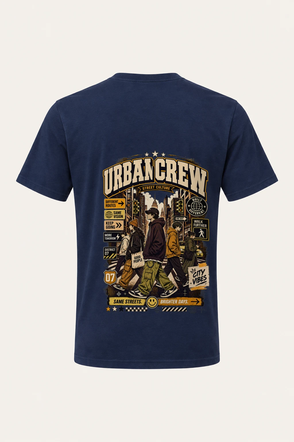 "Different Routes" Heavyweight Unisex Crewneck T-shirt | Gildan 5000