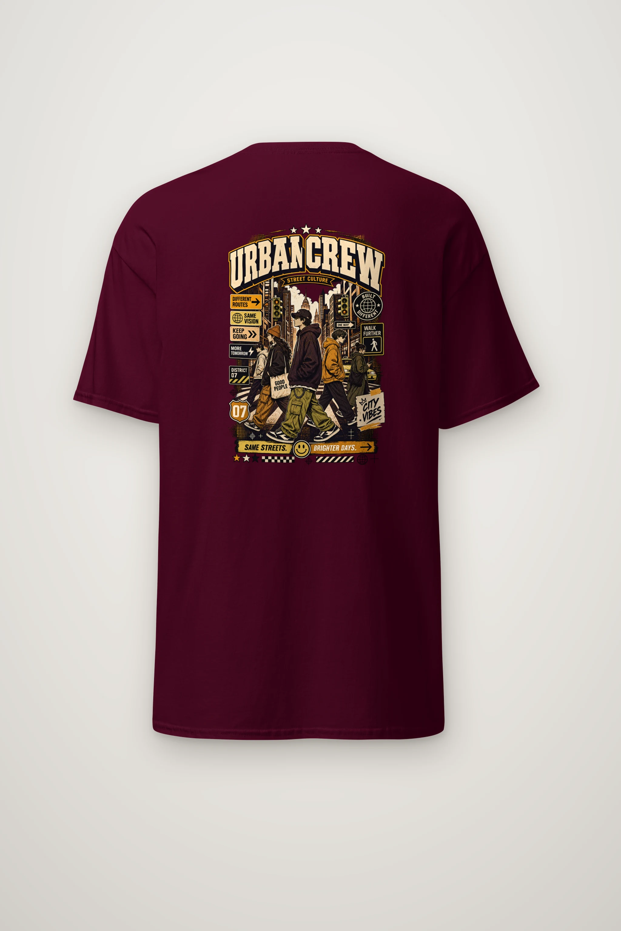 "Different Routes" Heavyweight Unisex Crewneck T-shirt