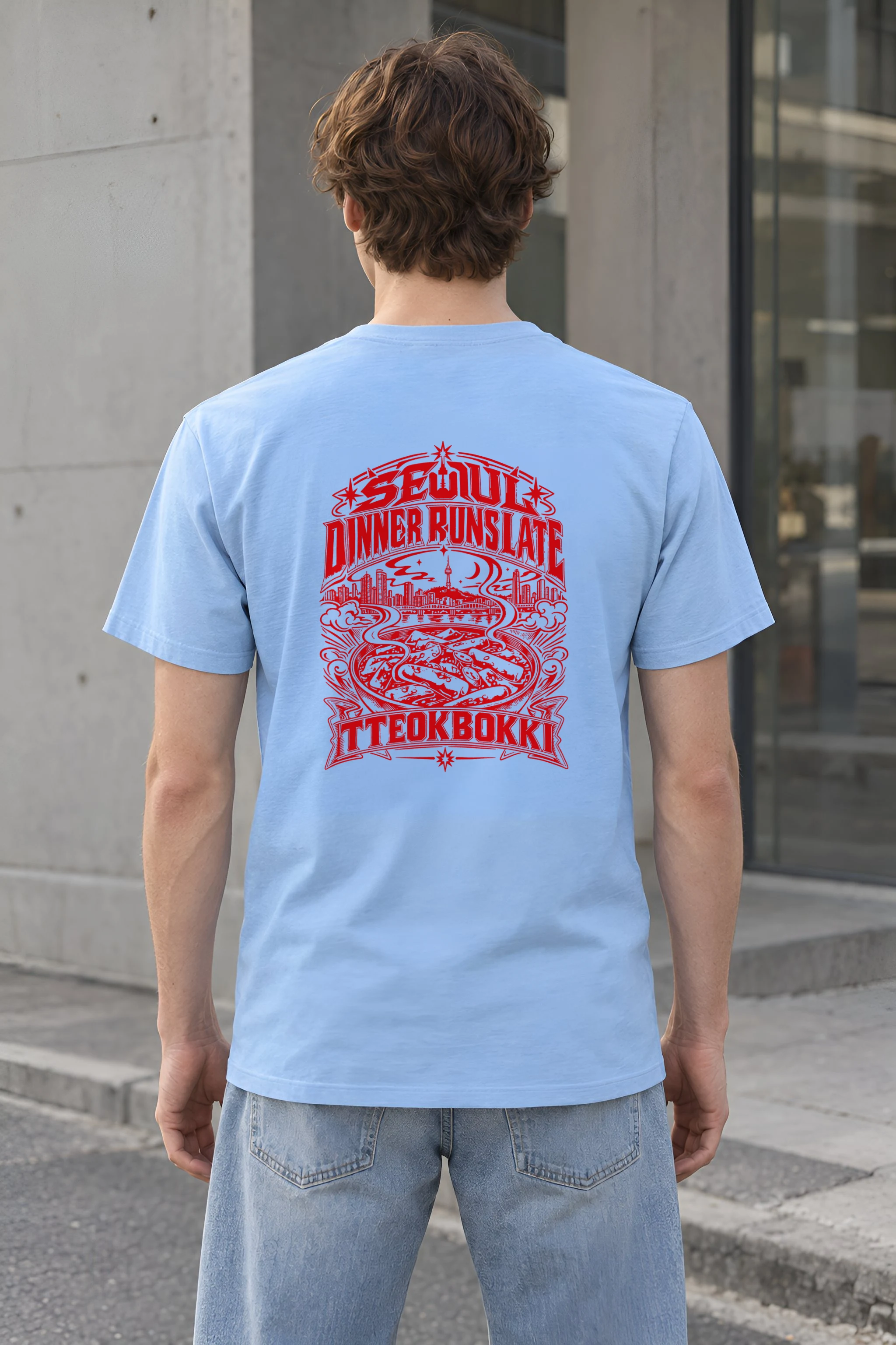 "Seoul Tteokbokki Skyline" Heavyweight Unisex Crewneck T-shirt