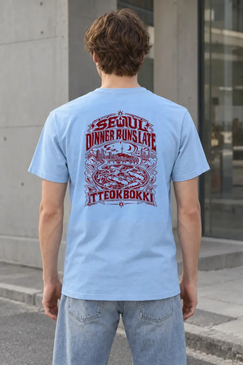 "Seoul Tteokbokki Skyline" Heavyweight Unisex Crewneck T-shirt