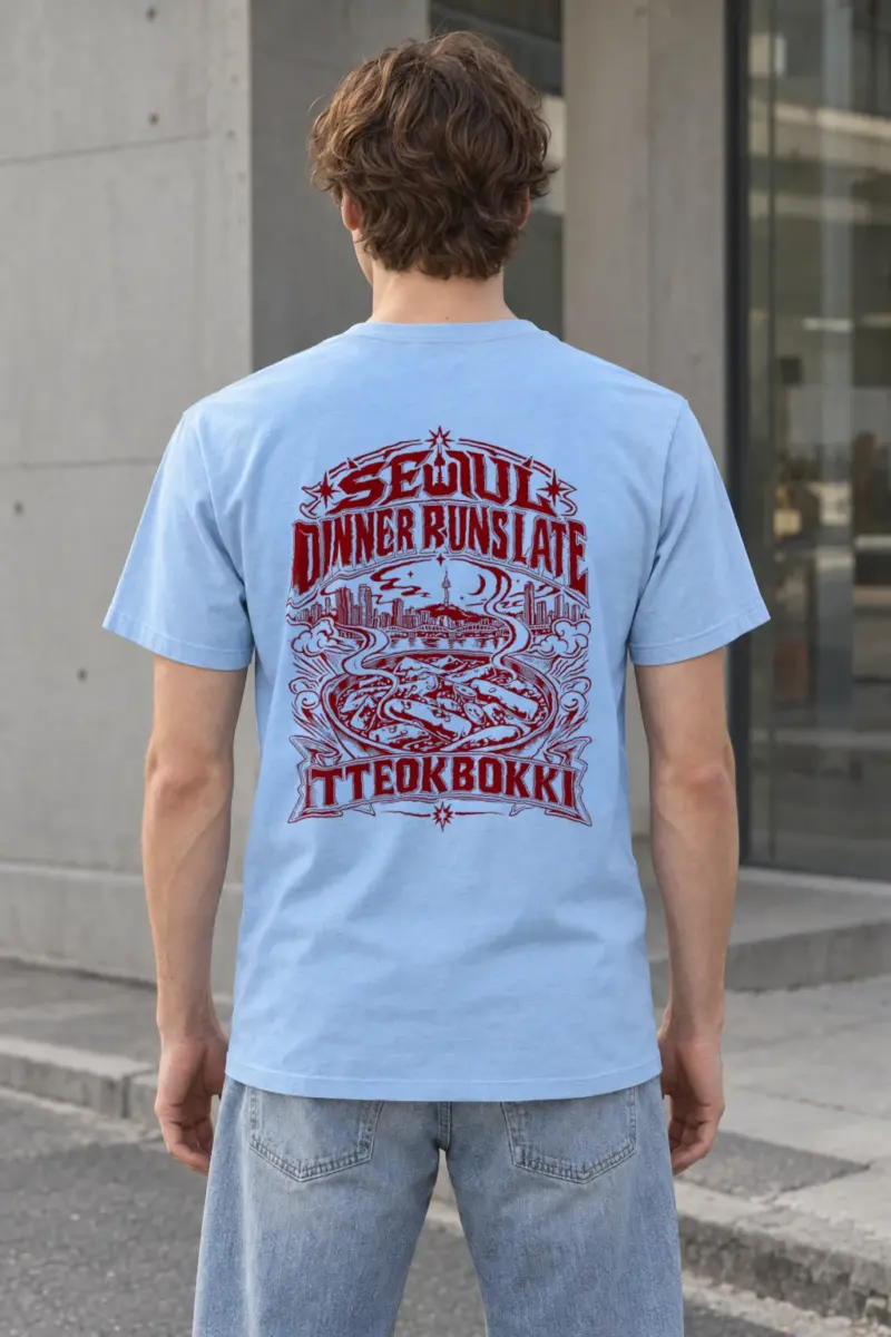 "Seoul Tteokbokki Skyline" Heavyweight Unisex Crewneck T-shirt