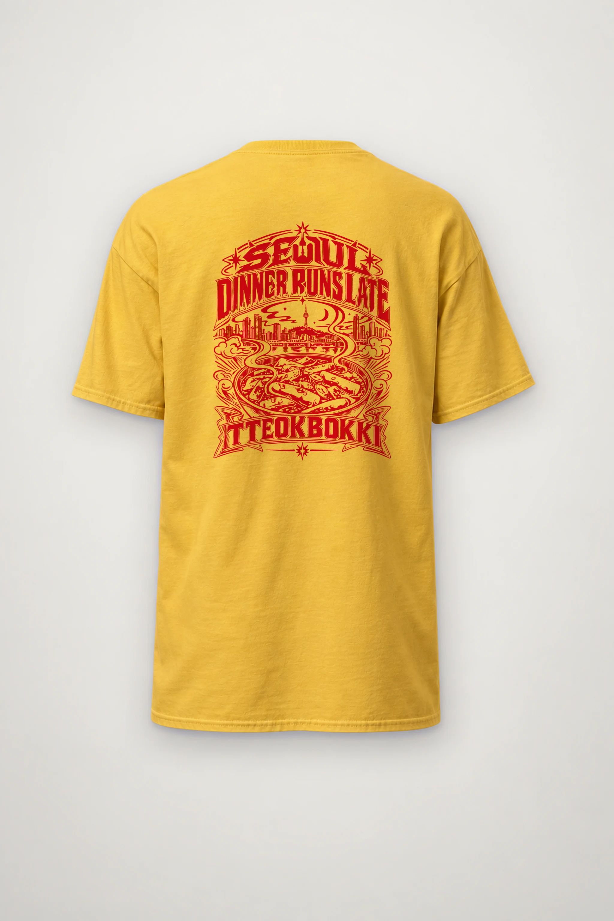 "Seoul Tteokbokki Skyline" Heavyweight Unisex Crewneck T-shirt