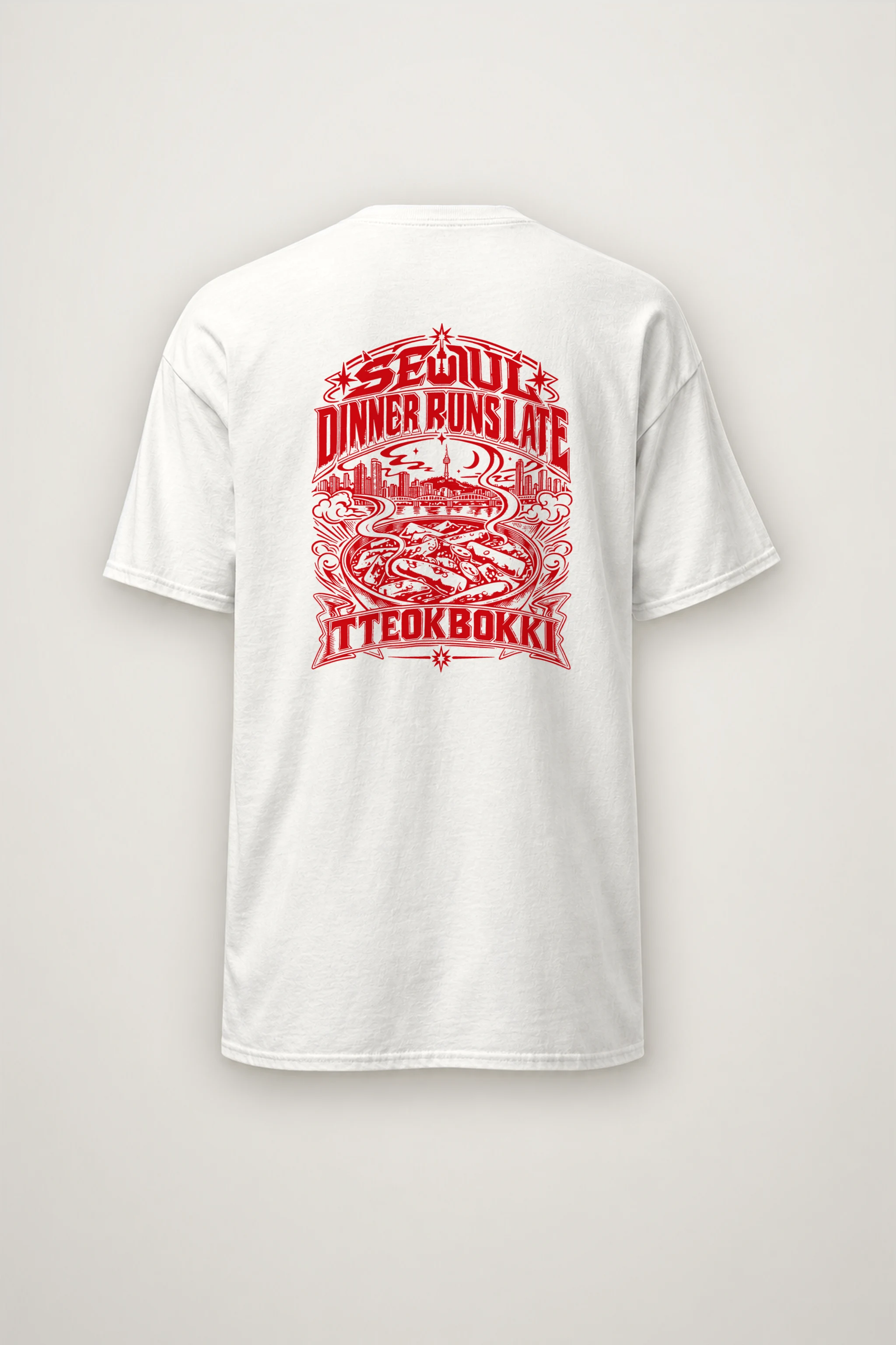"Seoul Tteokbokki Skyline" Heavyweight Unisex Crewneck T-shirt