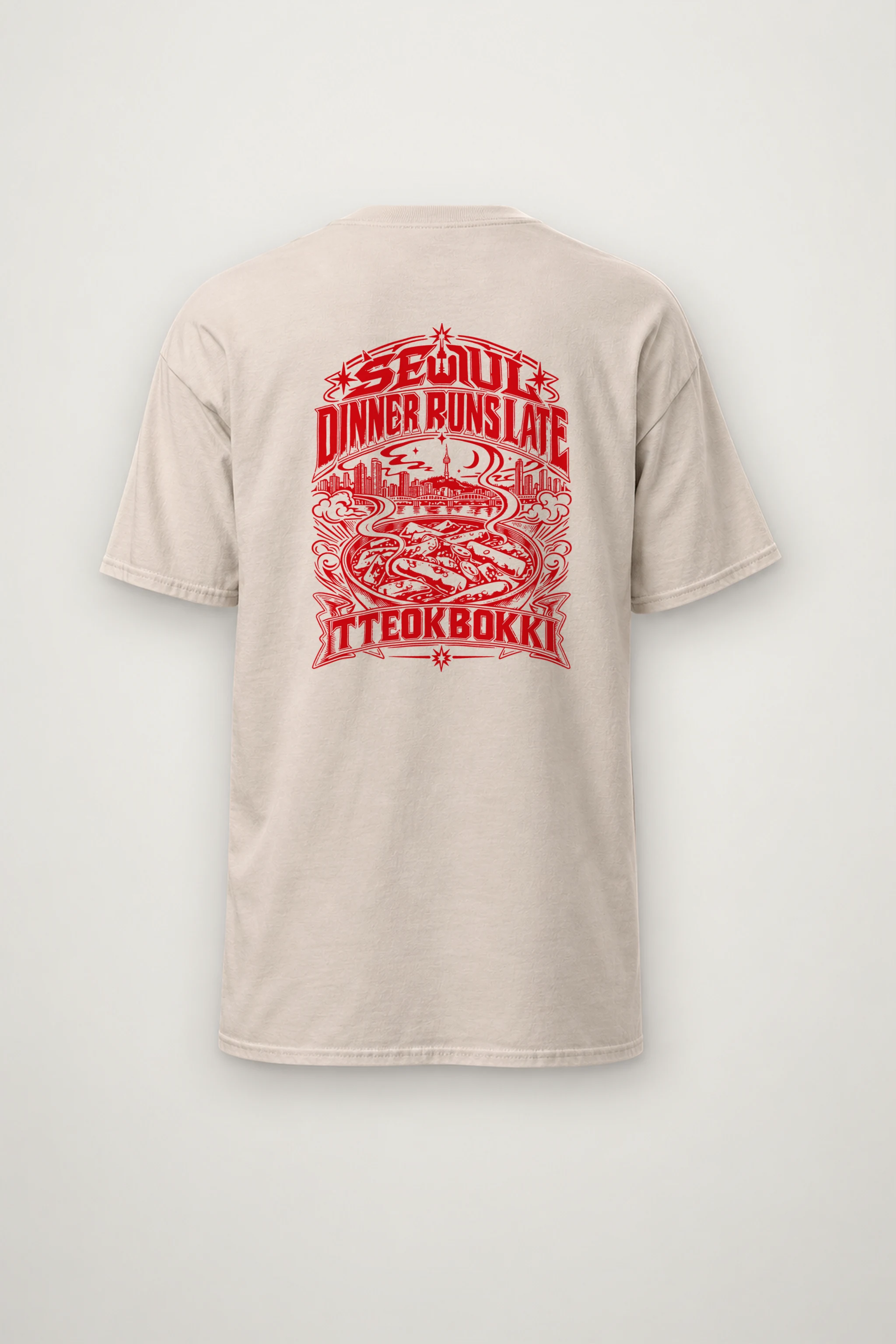 "Seoul Tteokbokki Skyline" Heavyweight Unisex Crewneck T-shirt