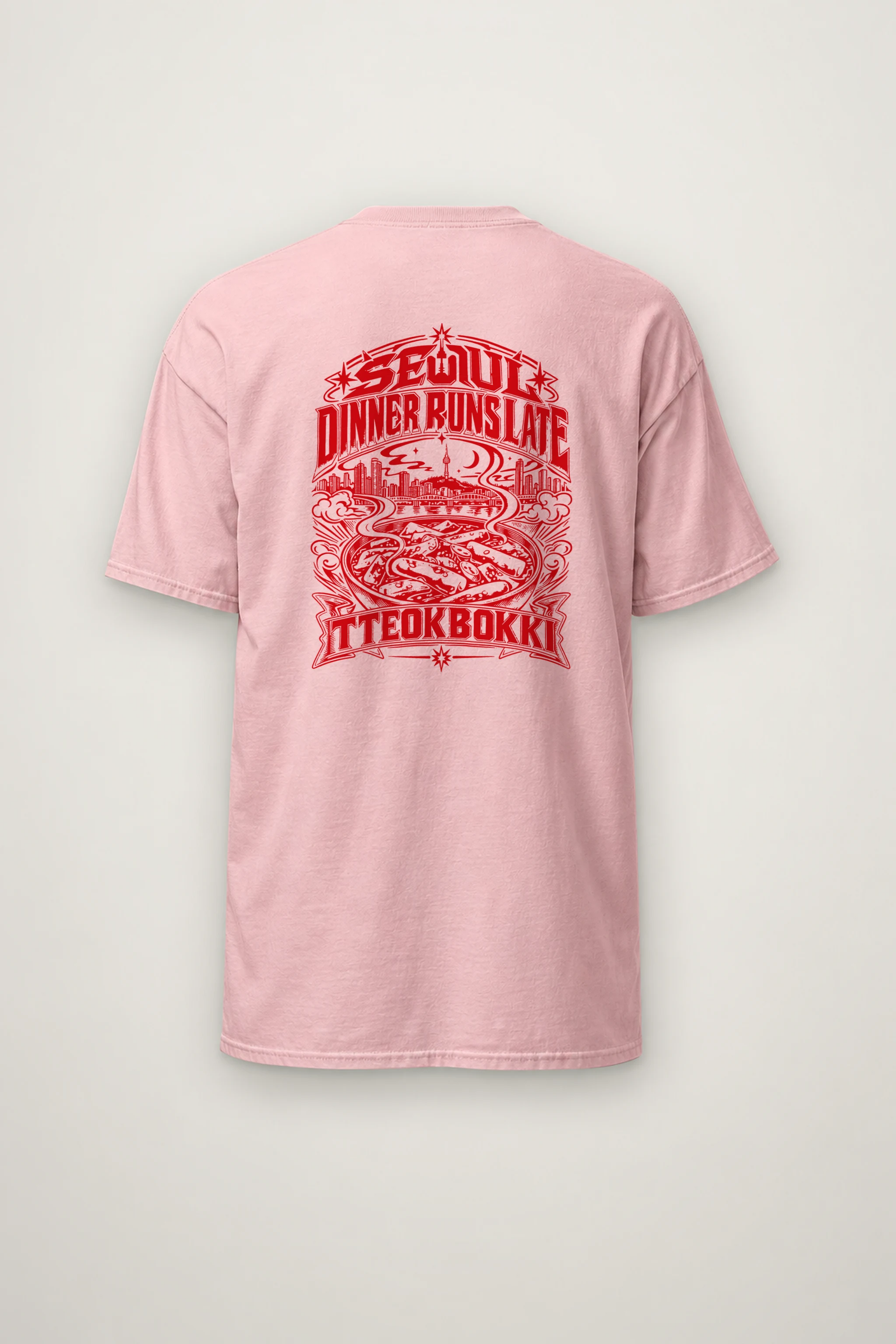 "Seoul Tteokbokki Skyline" Heavyweight Unisex Crewneck T-shirt