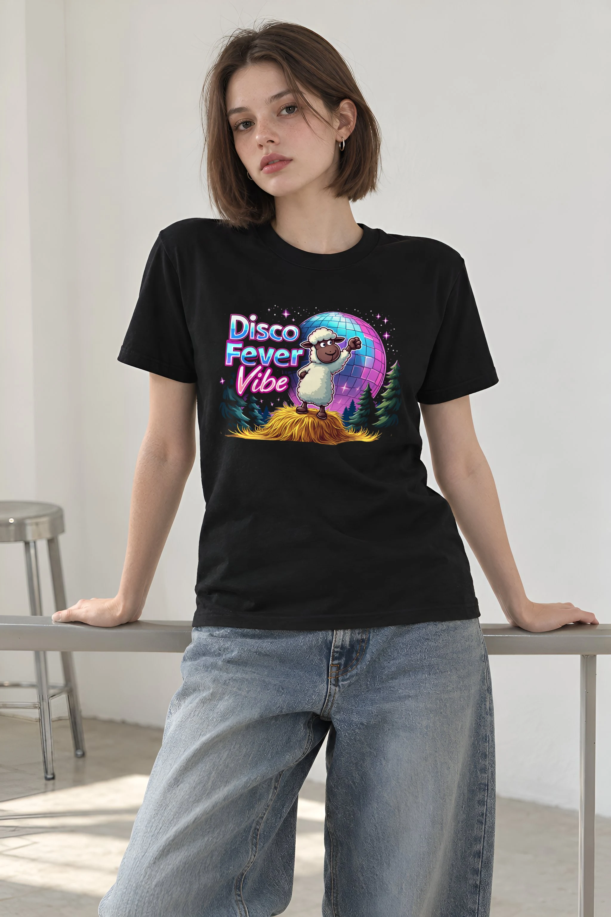 "Disco Fever Vibe" Heavyweight Unisex Crewneck T-shirt