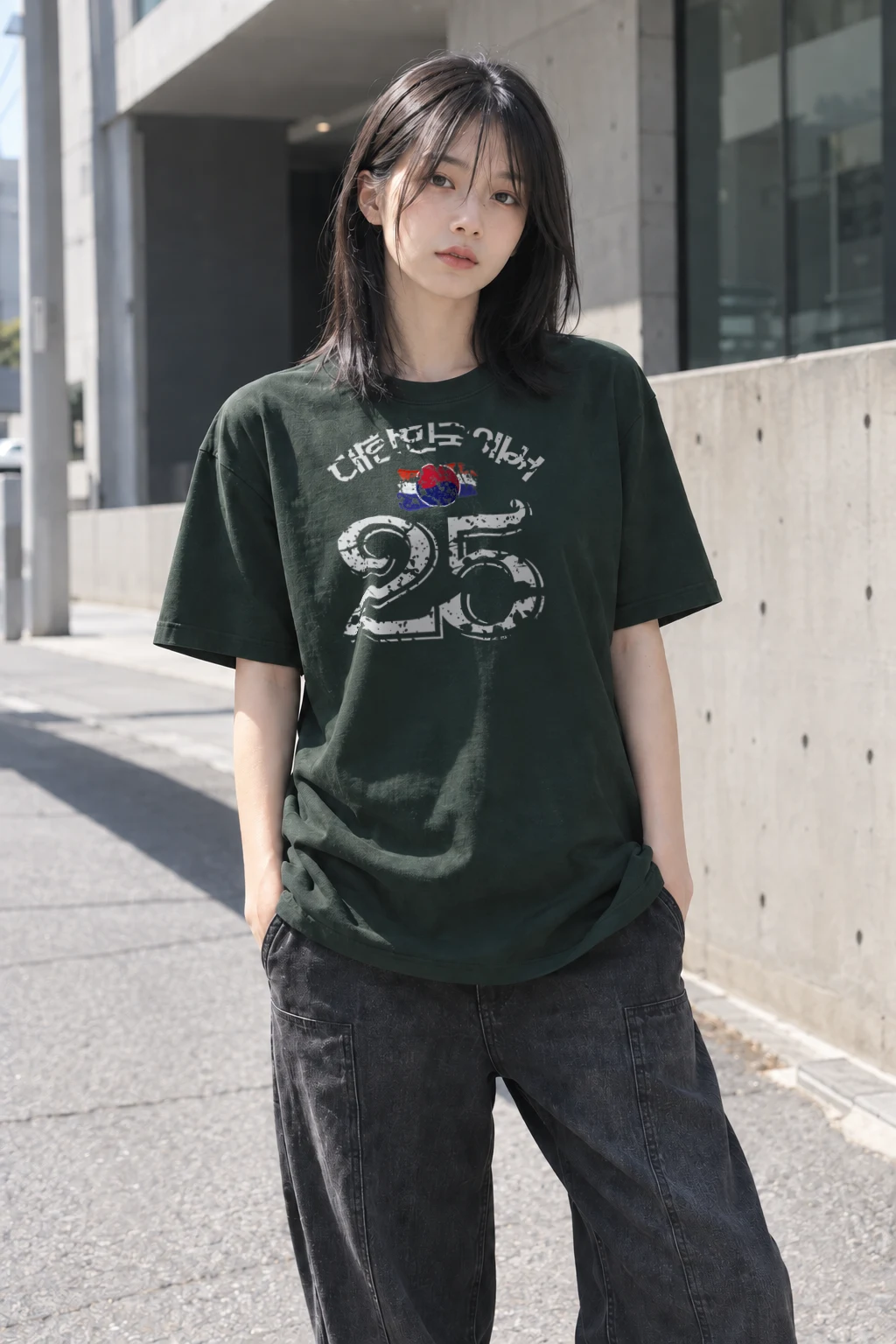 "Distressed Circle Emblem" Heavyweight Unisex Crewneck T-shirt | Gildan 5000