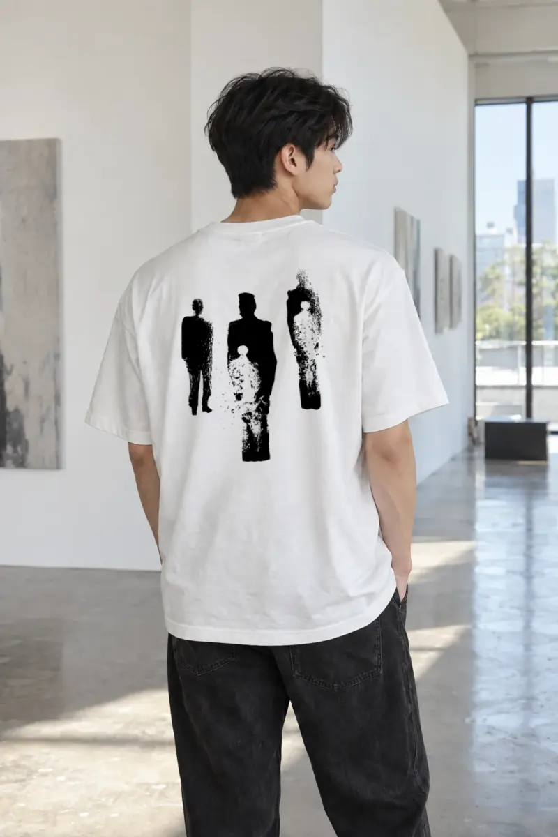 “Distressed Figures” Heavyweight Unisex Crewneck T-shirt | Gildan 5000