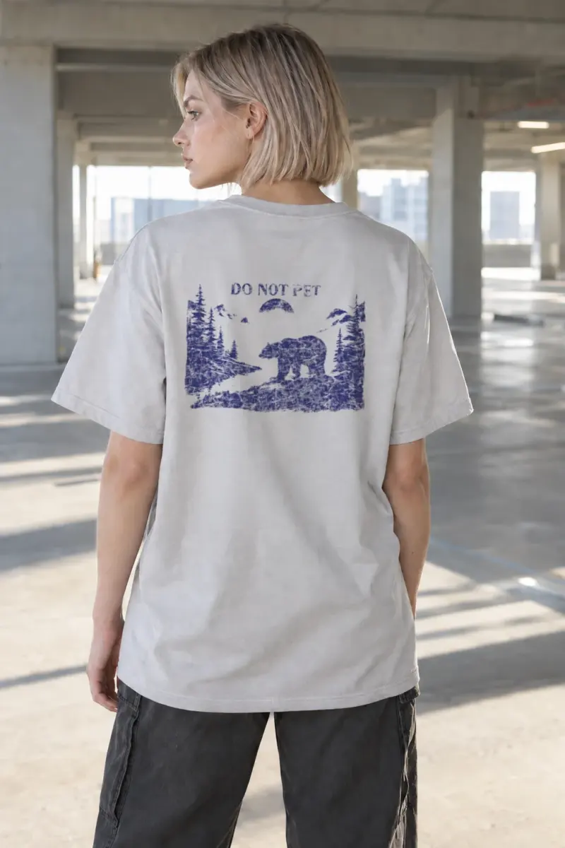 "Do Not Pet Bear" Heavyweight Unisex Crewneck T-shirt | Gildan 5000