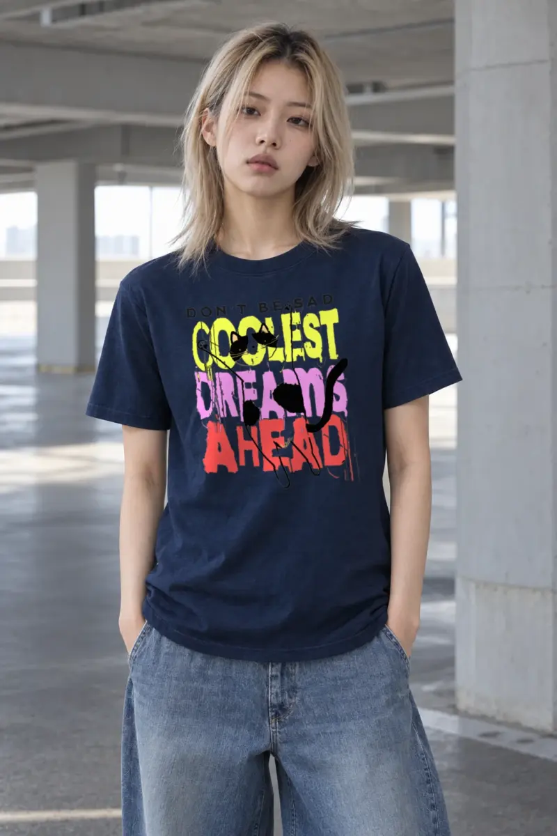 "Don't Be Sad Cat" Heavyweight Unisex Crewneck T-shirt
