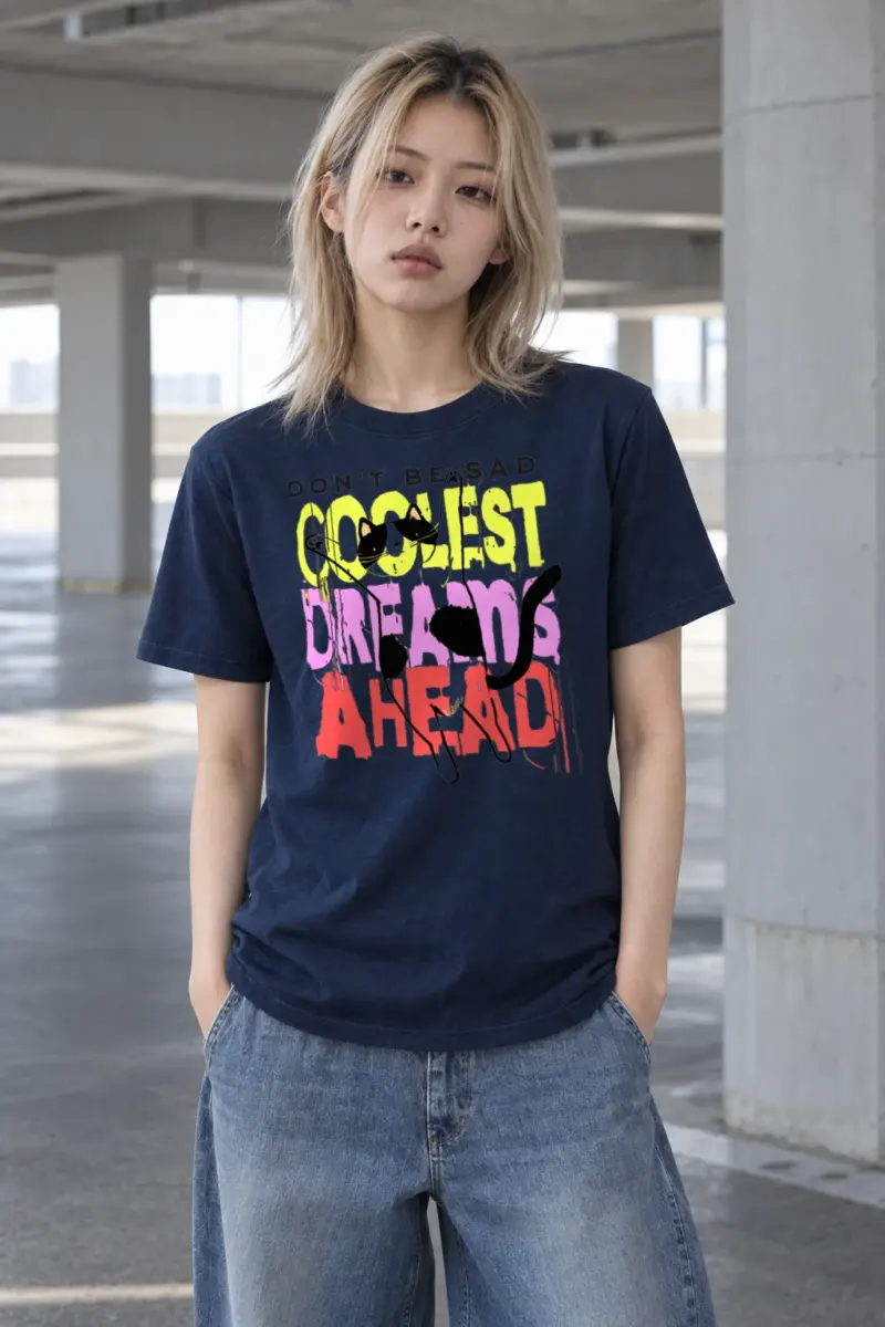 "Don't Be Sad Cat" Heavyweight Unisex Crewneck T-shirt | Gildan 5000