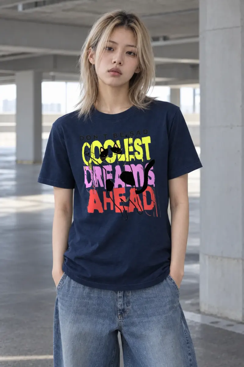 "Don't Be Sad Cat" Heavyweight Unisex Crewneck T-shirt