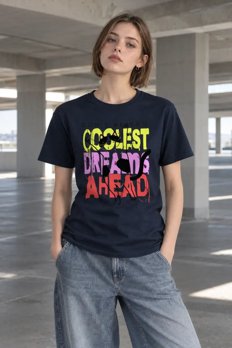 "Don't Be Sad Cat" Heavyweight Unisex Crewneck T-shirt