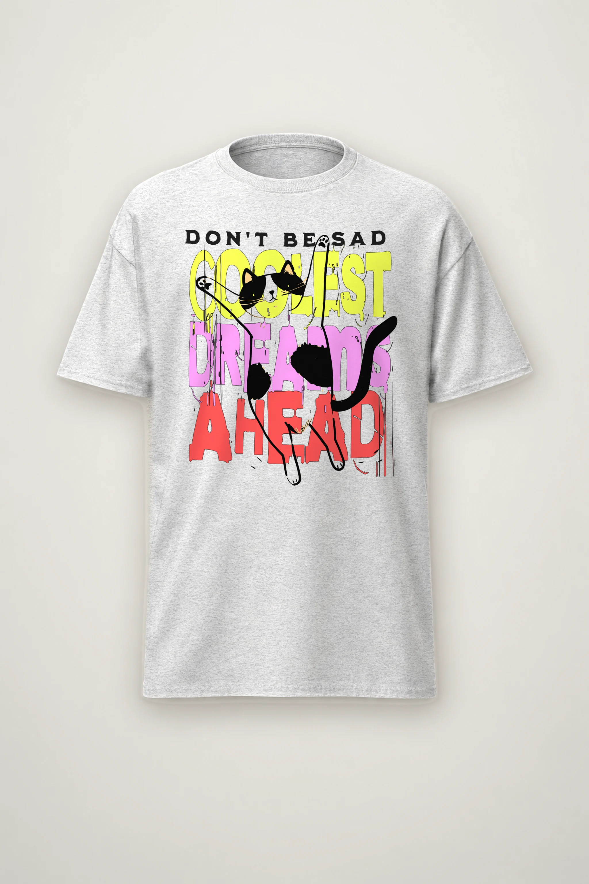 "Don't Be Sad Cat" Heavyweight Unisex Crewneck T-shirt