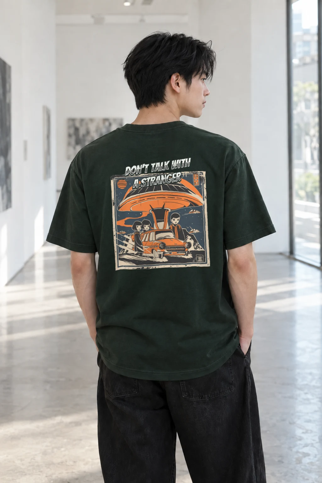 "Don't Talk With A Stranger" Heavyweight Unisex Crewneck T-shirt | Gildan 5000