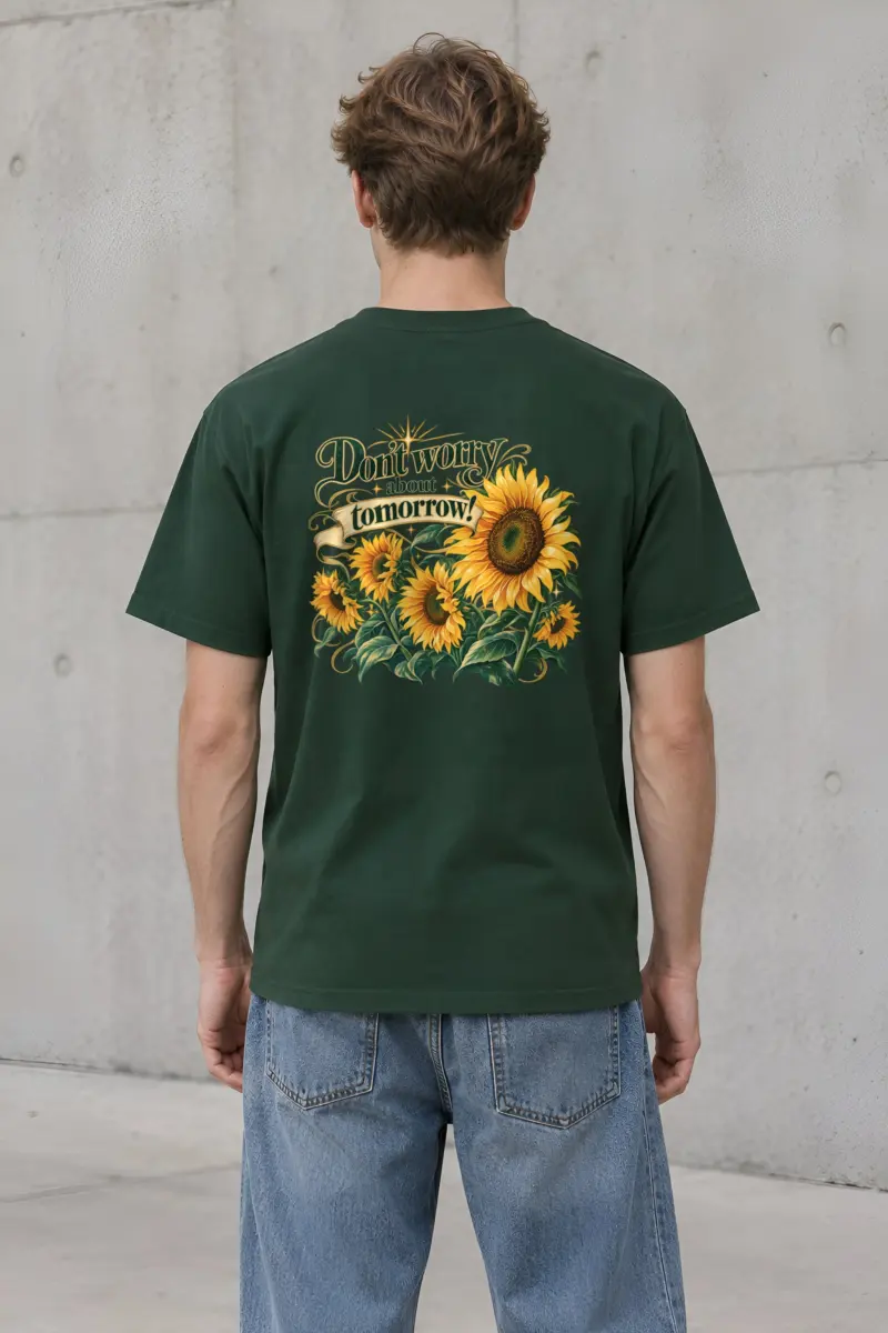 "Don't Worry Tomorrow" Heavyweight Unisex Crewneck T-shirt