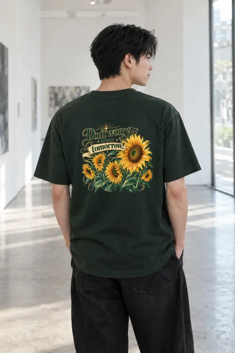 "Don't Worry Tomorrow" Heavyweight Unisex Crewneck T-shirt