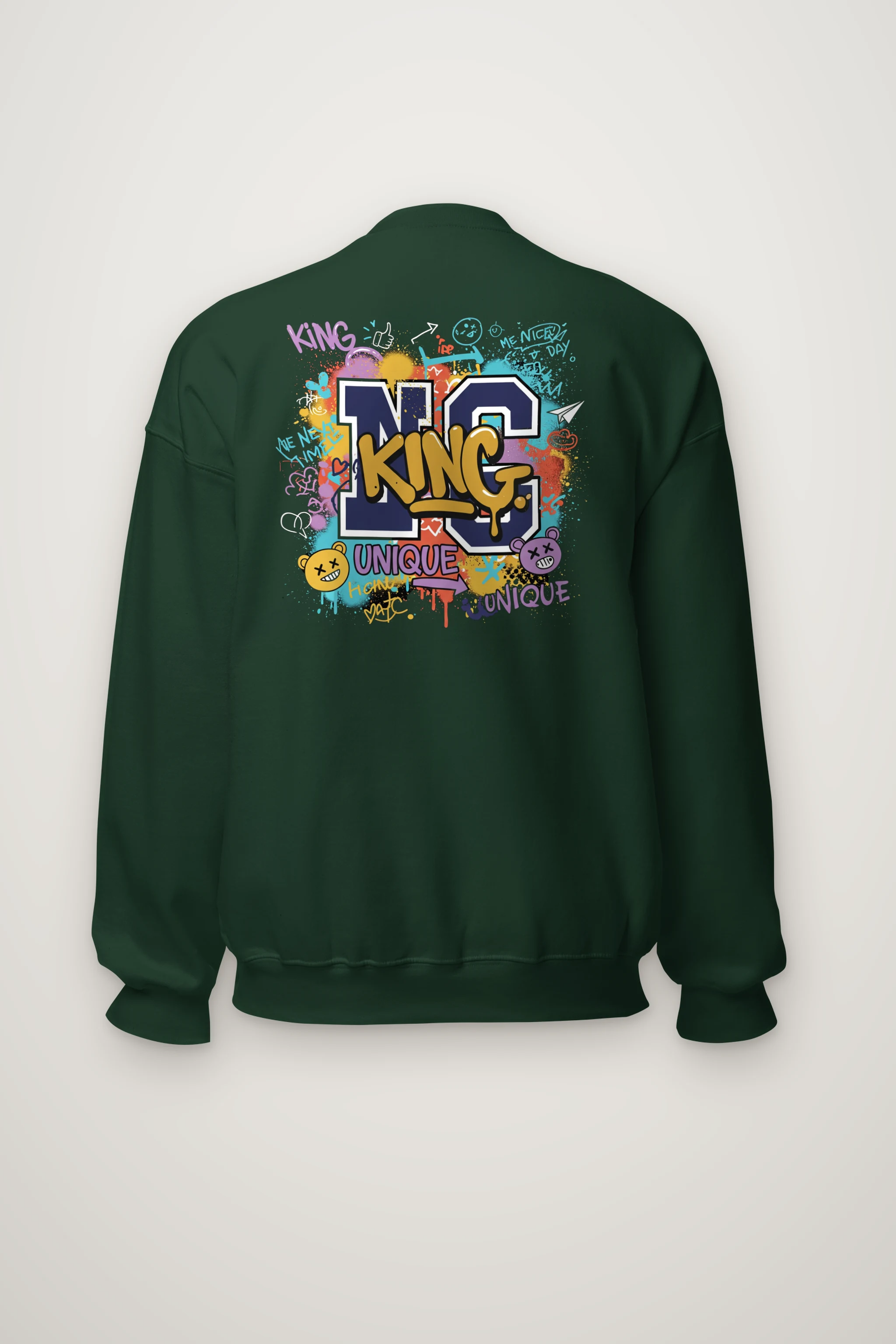 "Doodled Bear Faces" Heavy Blend Unisex Crewneck Sweatshirt