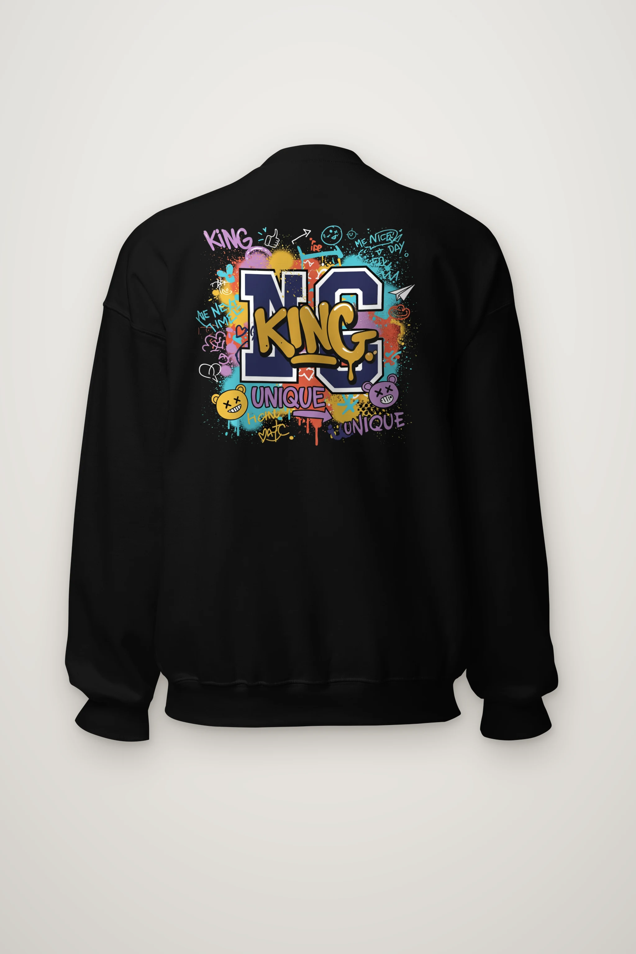 "Doodled Bear Faces" Heavy Blend Unisex Crewneck Sweatshirt