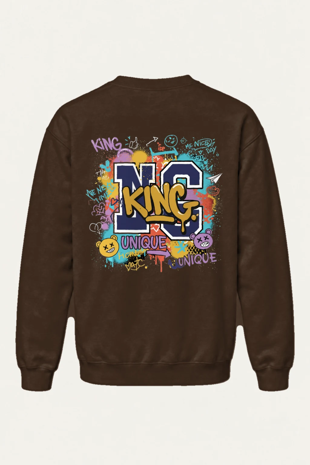 "Doodled Bear Faces" Heavy Blend Unisex Crewneck Sweatshirt | Gildan 18000