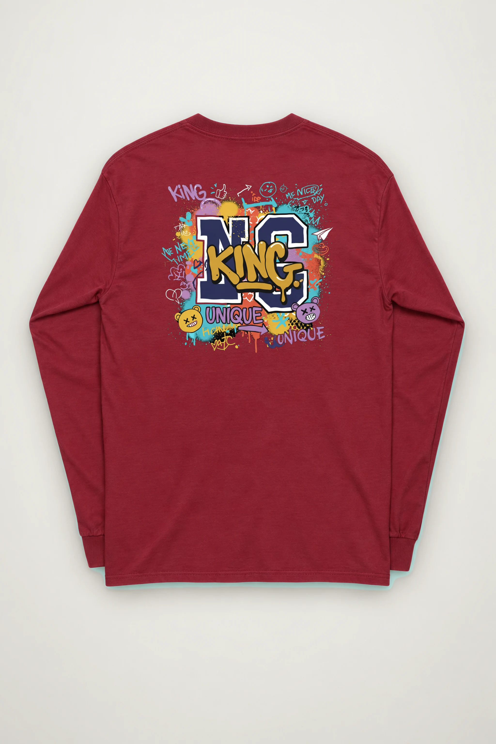 "Doodled Bear Faces" Unisex Longsleeve T-shirt