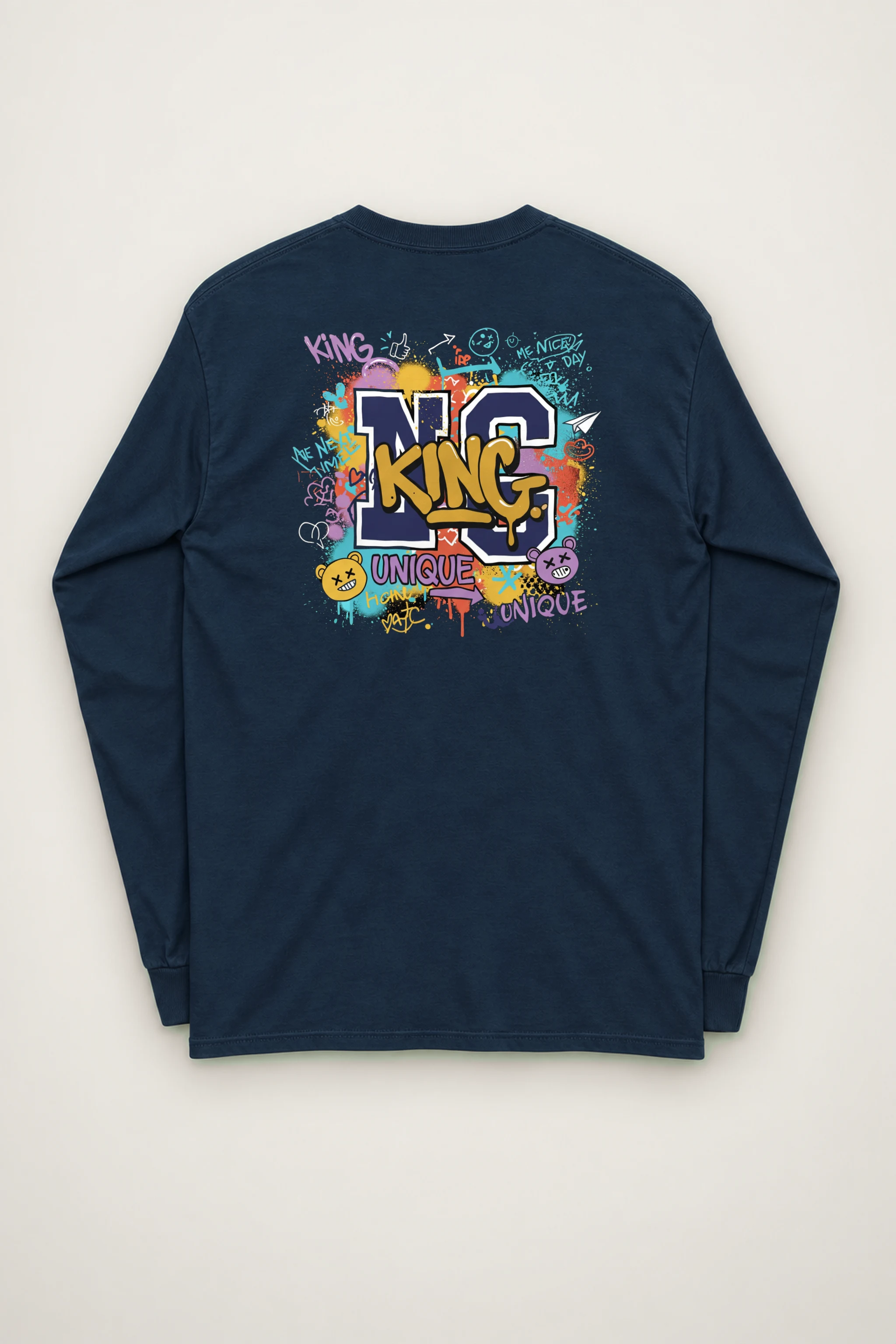 "Doodled Bear Faces" Unisex Longsleeve T-shirt