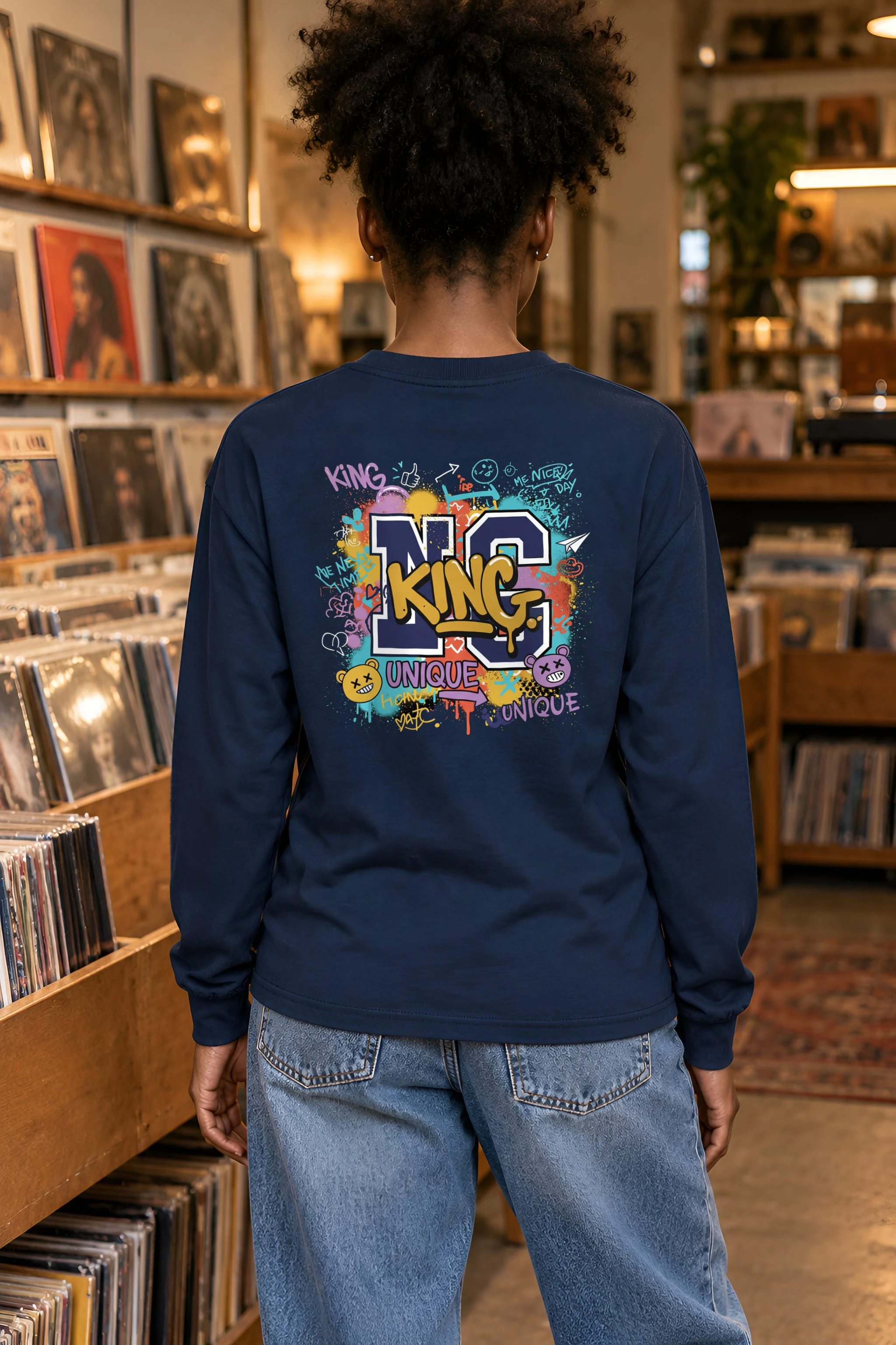 "Doodled Bear Faces" Unisex Longsleeve T-shirt