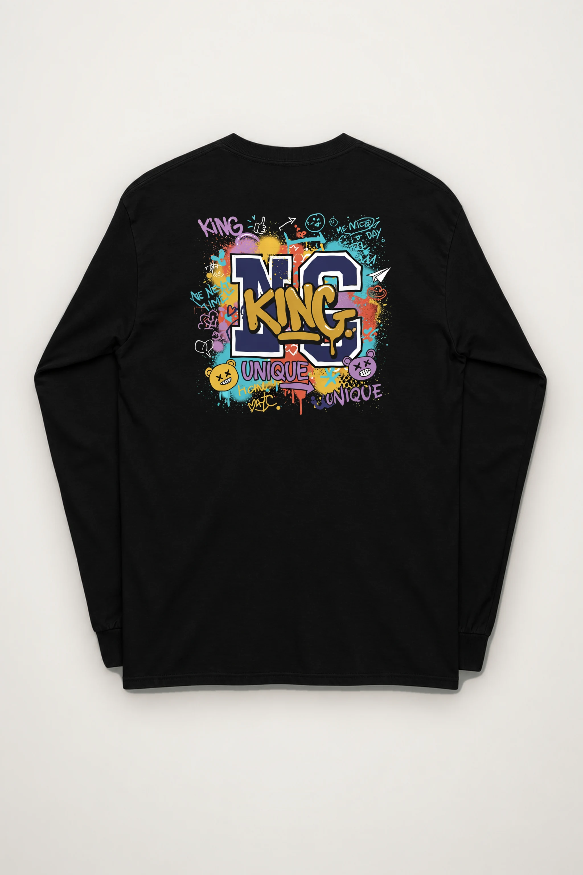 "Doodled Bear Faces" Unisex Longsleeve T-shirt