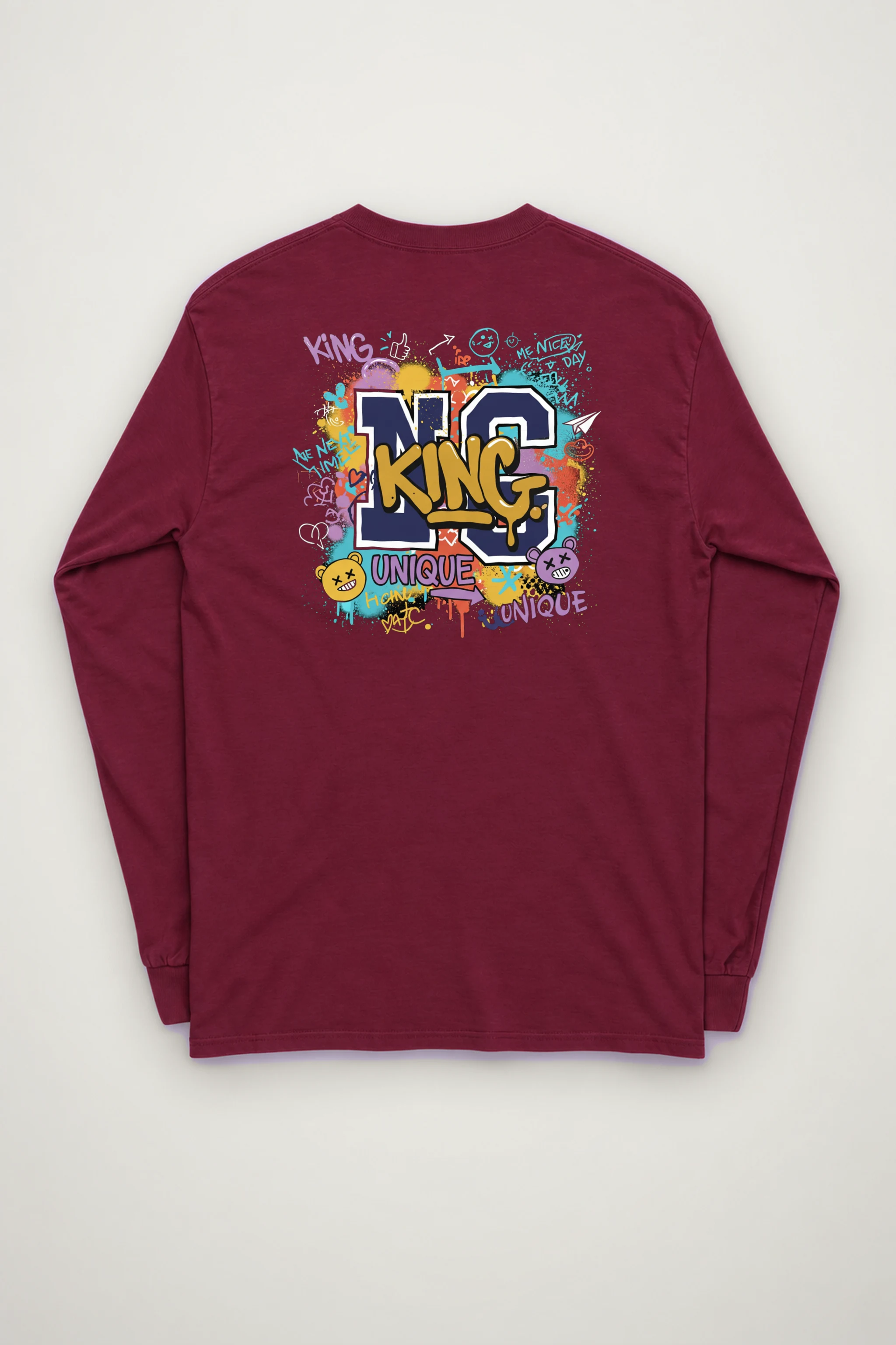 "Doodled Bear Faces" Unisex Longsleeve T-shirt