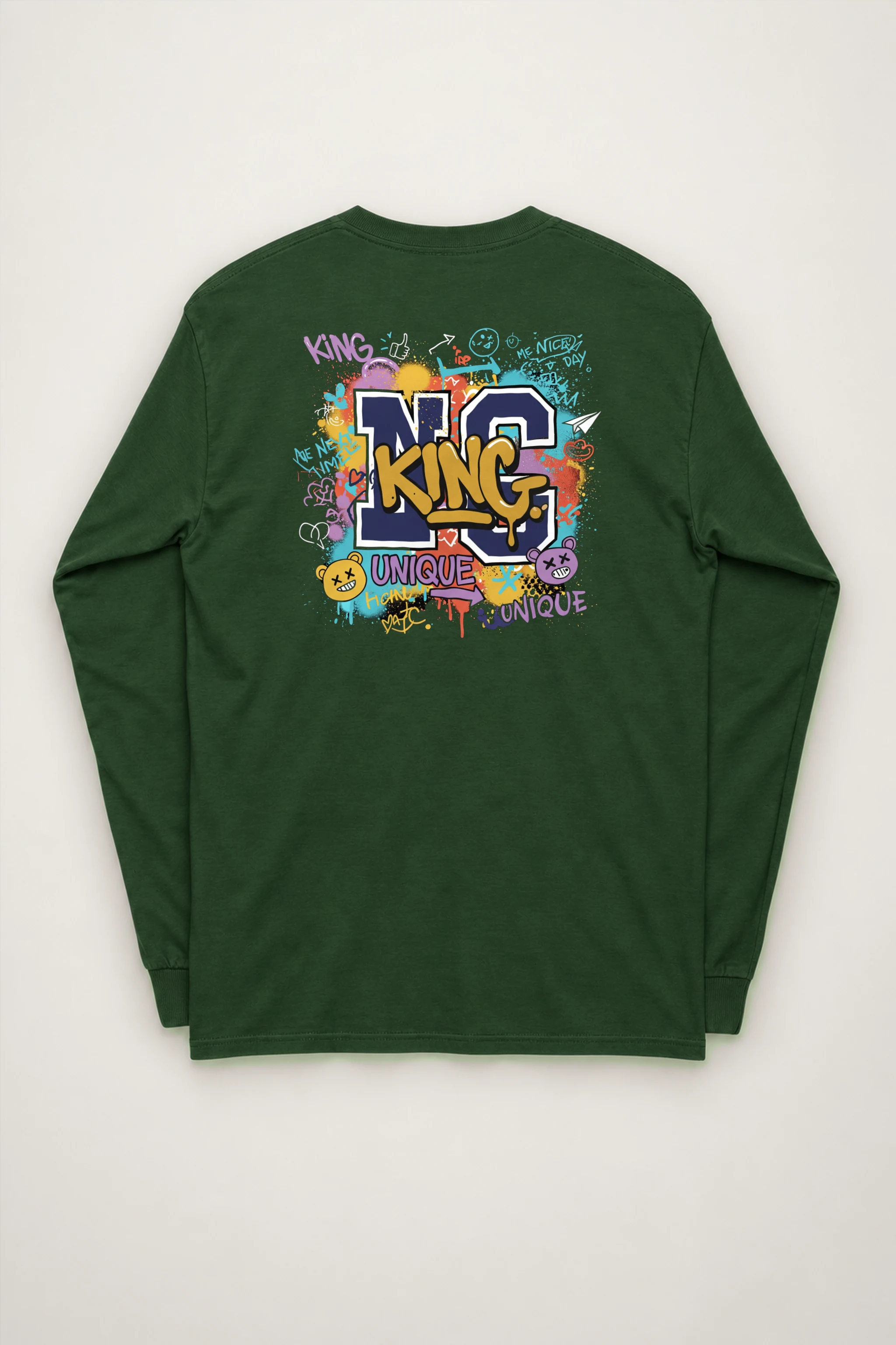 "Doodled Bear Faces" Unisex Longsleeve T-shirt