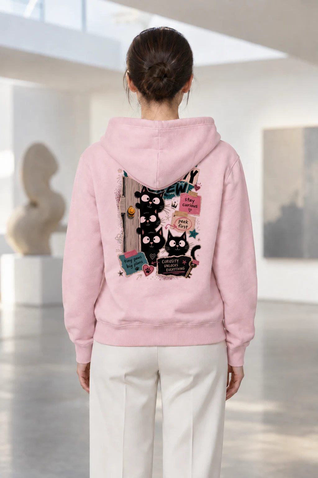 "Doorway Black Cat Trio" Heavy Blend Unisex Pullover Hoodie | Gildan 18500
