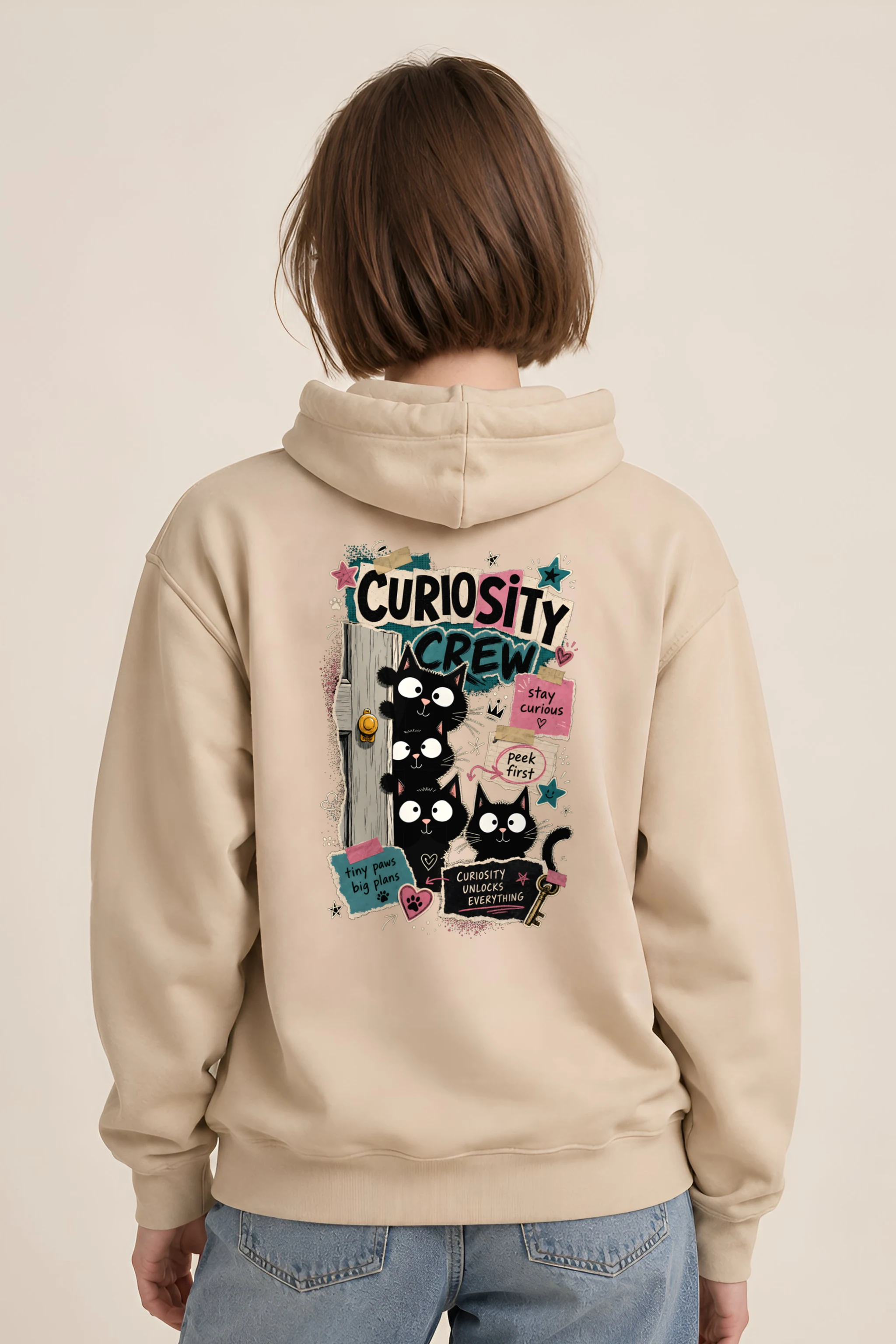 "Doorway Black Cat Trio" 1 Pullover Hoodie