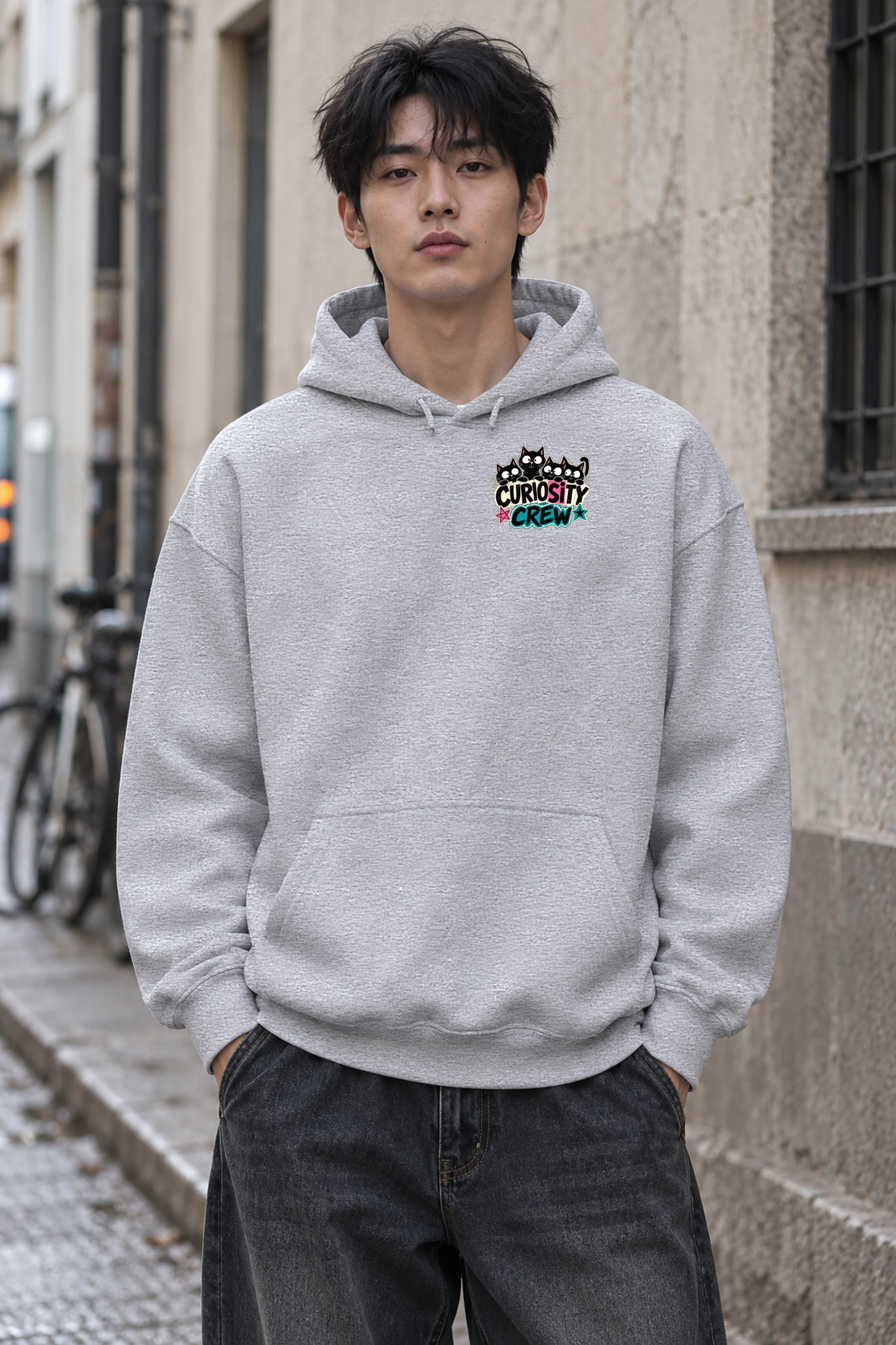 "Doorway Black Cat Trio" 1 Pullover Hoodie