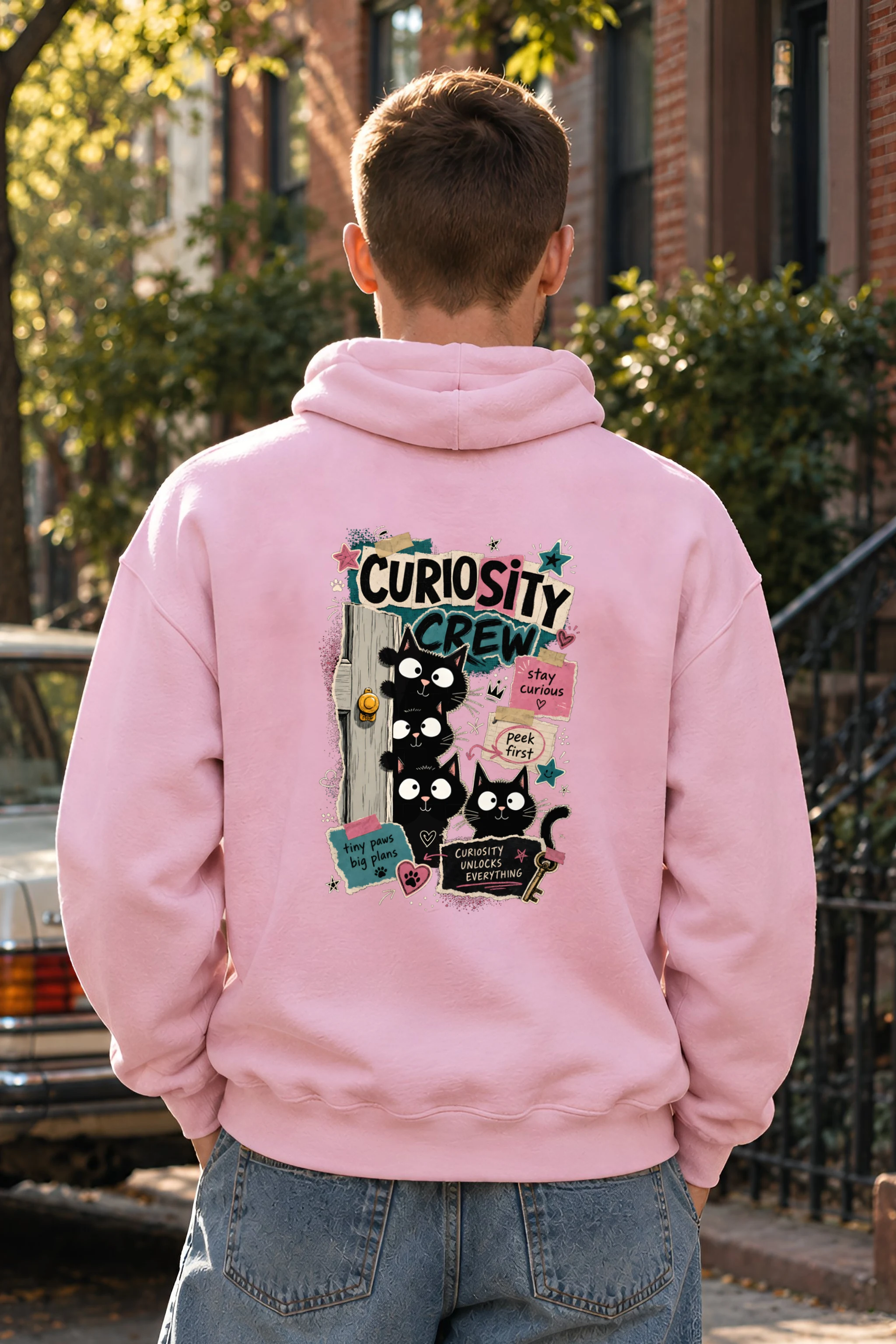 "Doorway Black Cat Trio" 1 Pullover Hoodie
