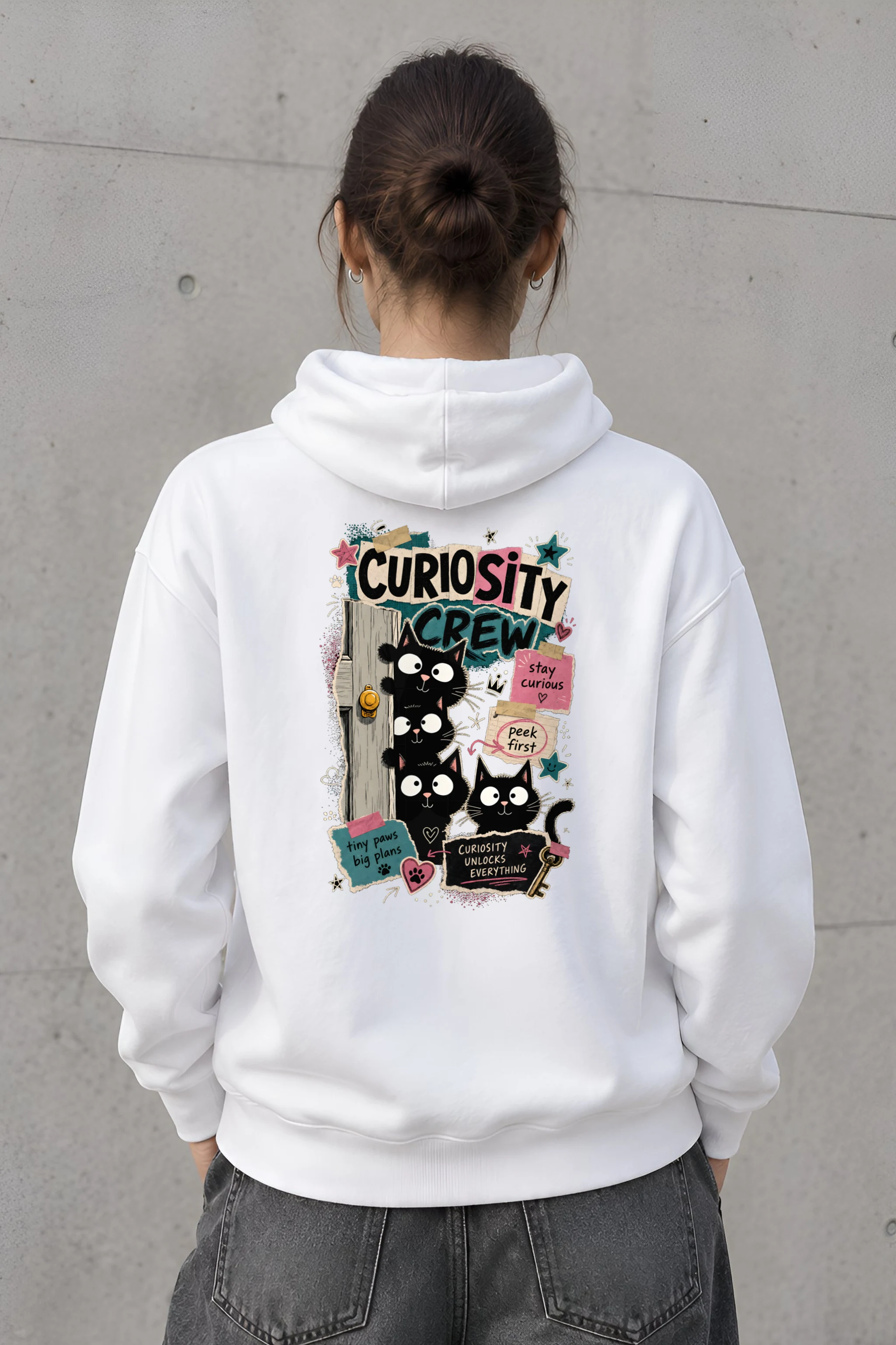 "Doorway Black Cat Trio" 1 Pullover Hoodie
