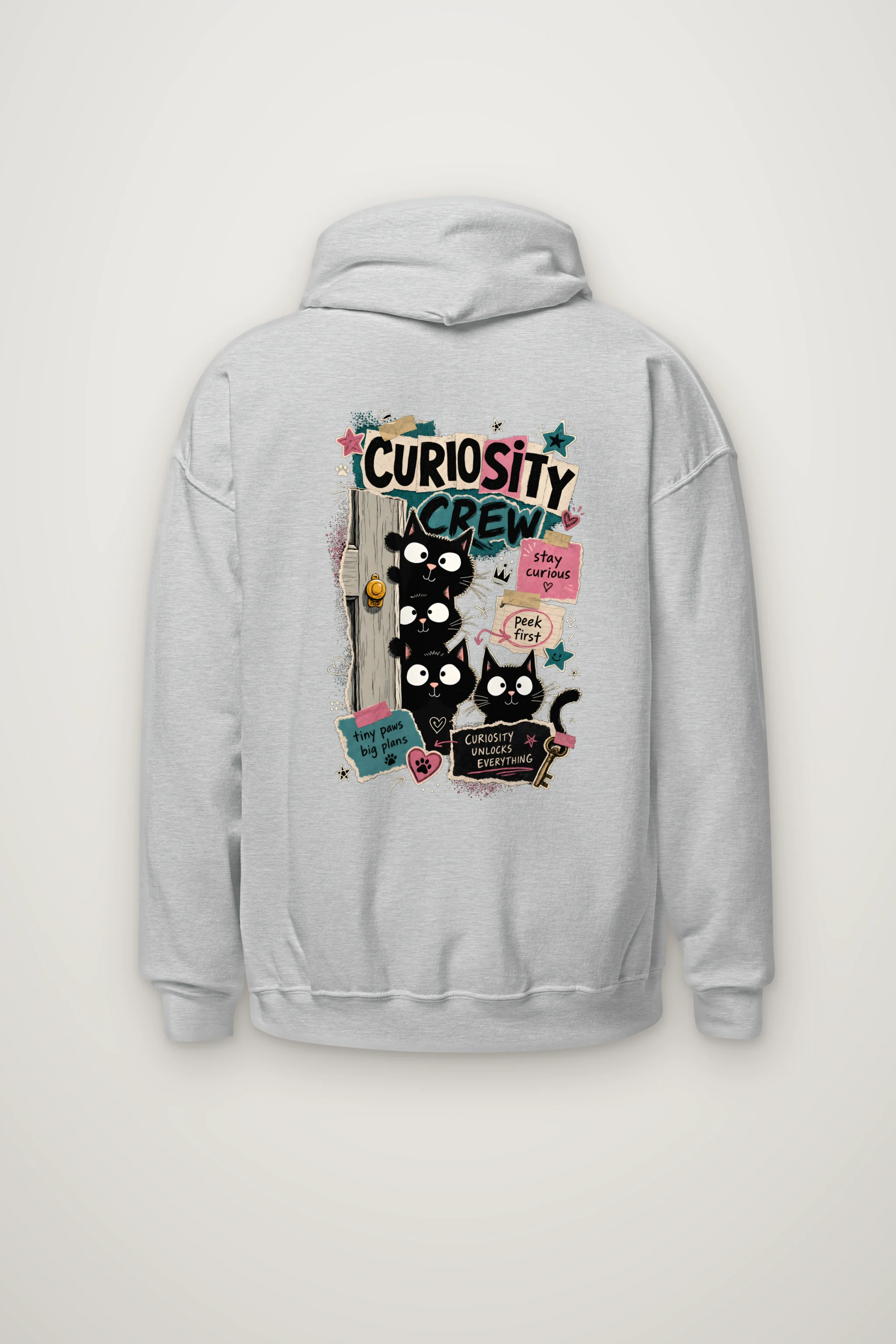 "Doorway Black Cat Trio" Heavy Blend Unisex Pullover Hoodie