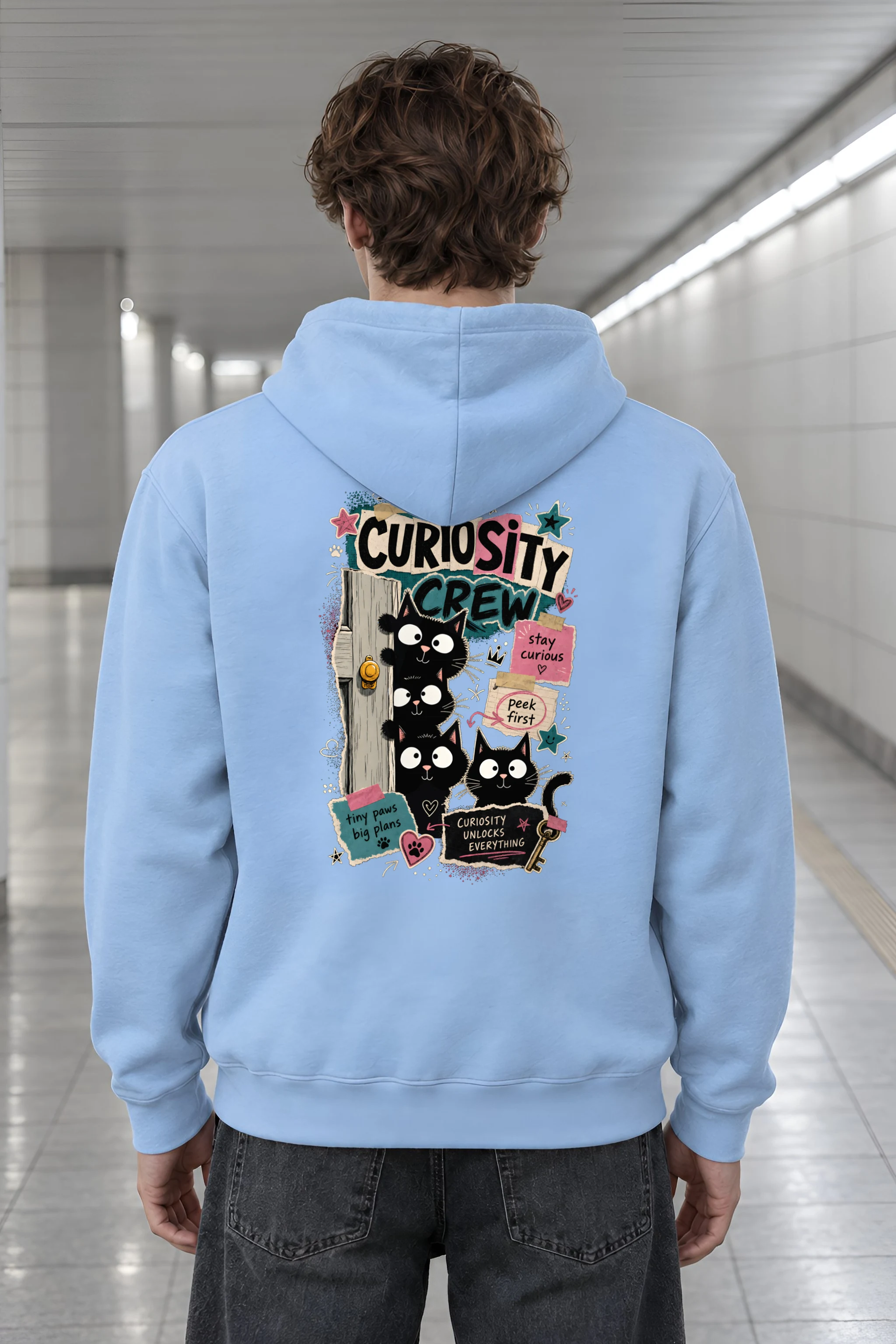 "Doorway Black Cat Trio" 1 Pullover Hoodie