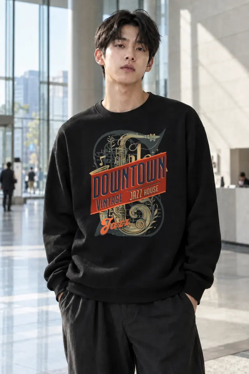"Downtown Vintage Jazz House" Heavy Blend Unisex Crewneck Sweatshirt | Gildan 18000