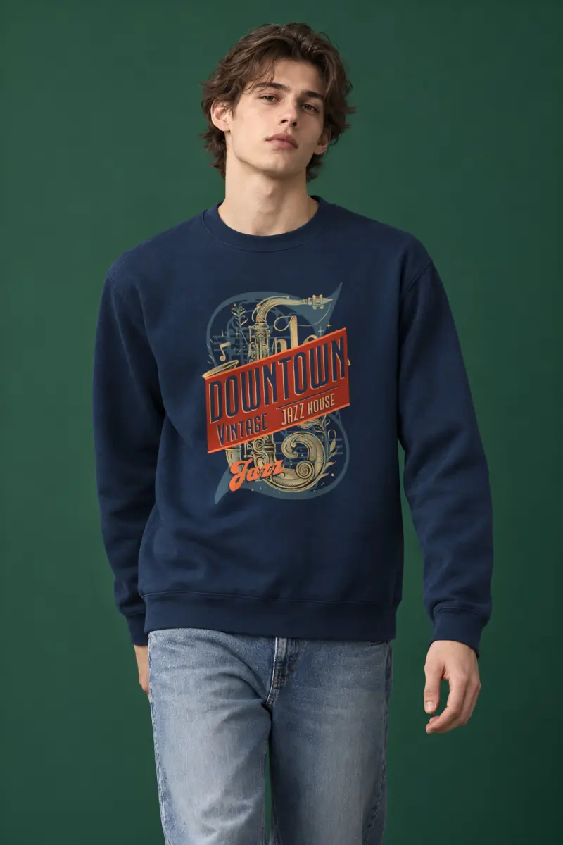 "Downtown Vintage Jazz House" Heavy Blend Unisex Crewneck Sweatshirt