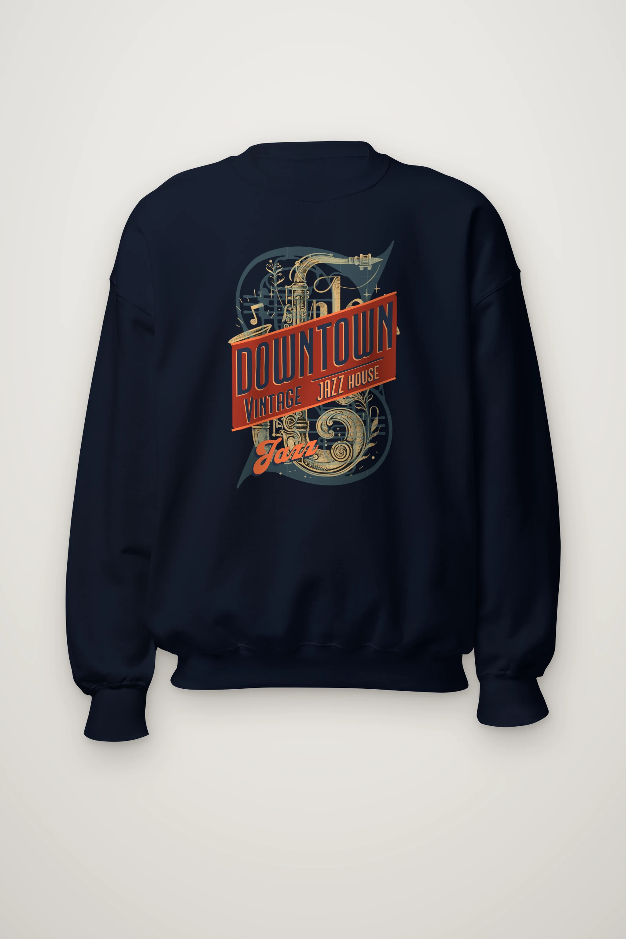 "Downtown Vintage Jazz House" Heavy Blend Unisex Crewneck Sweatshirt