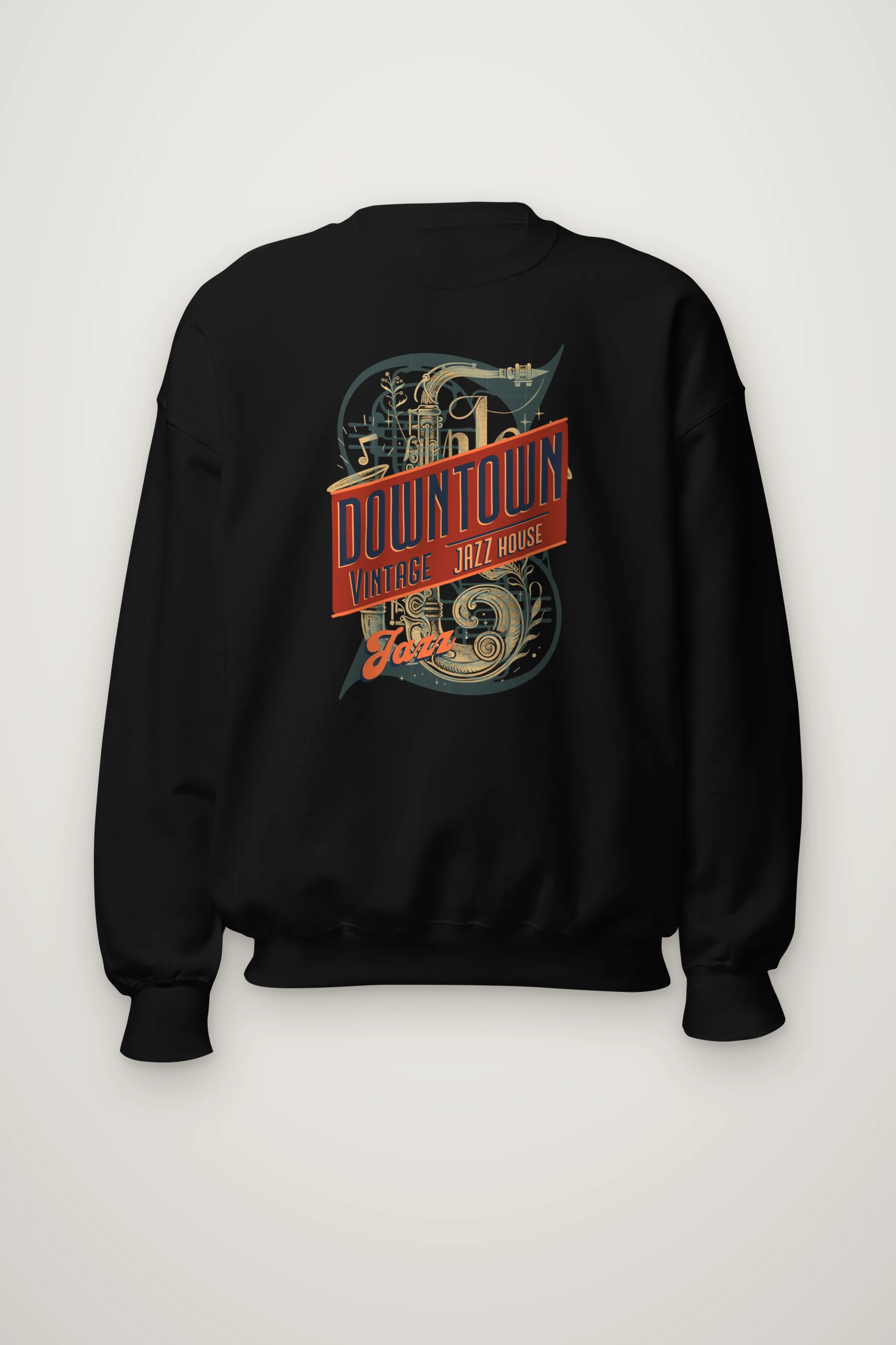 "Downtown Vintage Jazz House" Heavy Blend Unisex Crewneck Sweatshirt