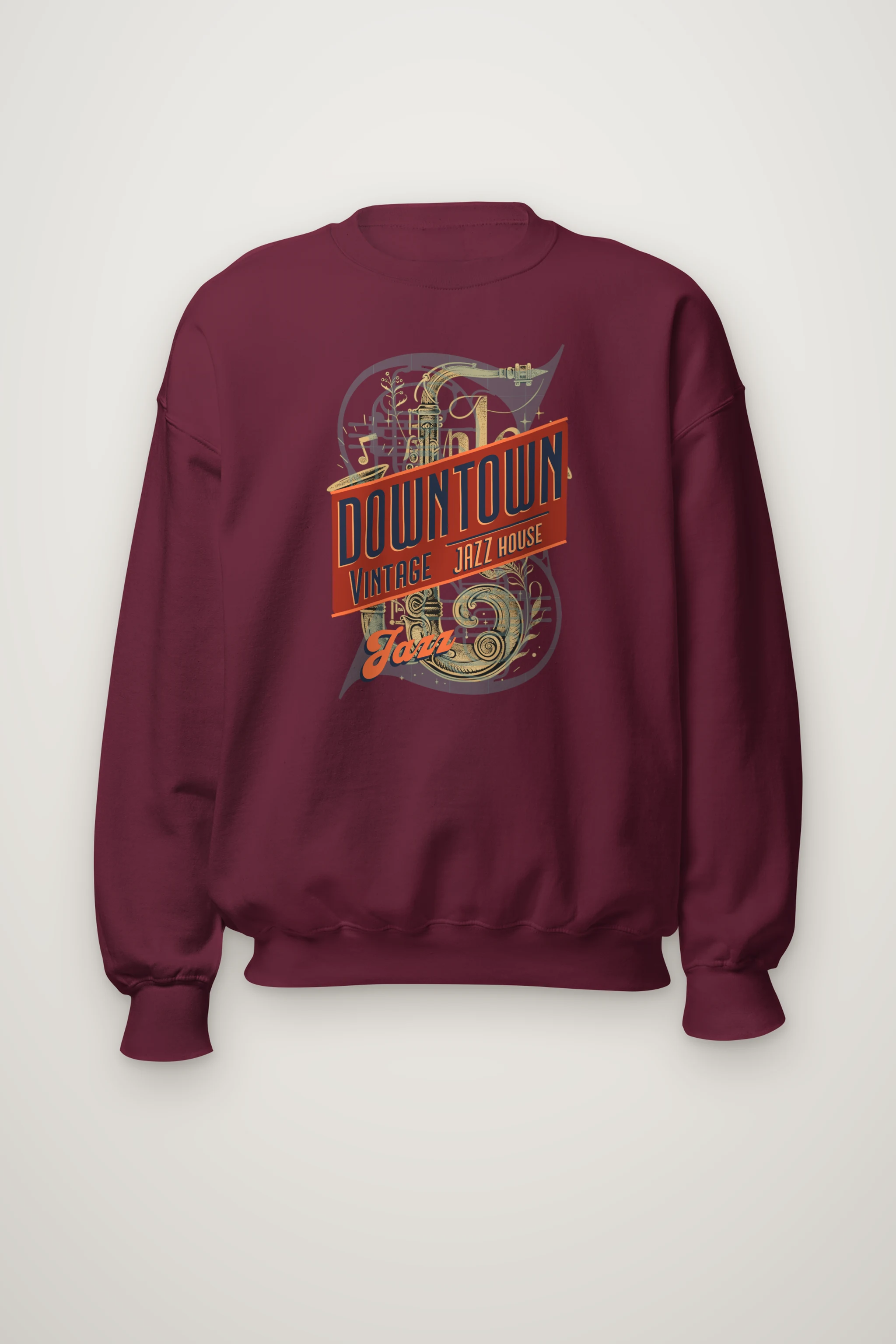 "Downtown Vintage Jazz House" Heavy Blend Unisex Crewneck Sweatshirt