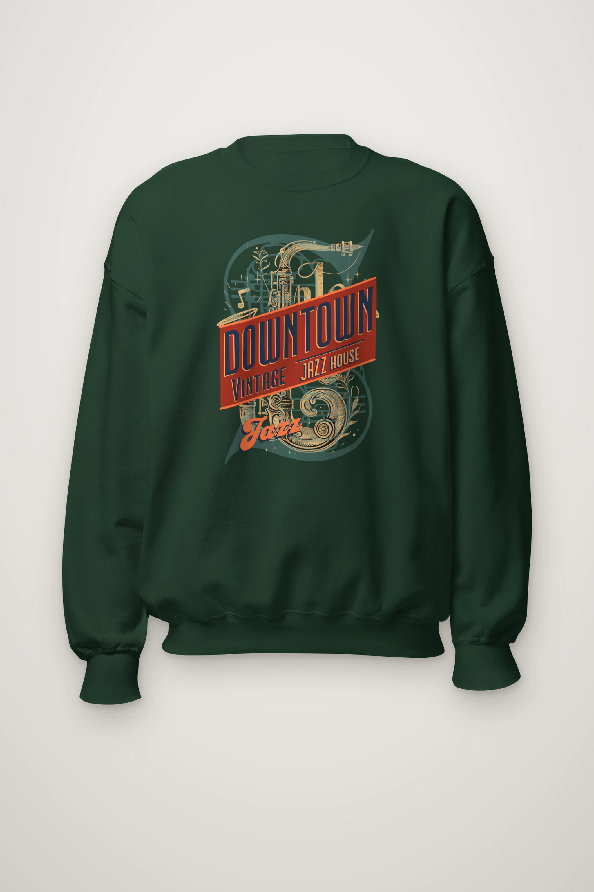 "Downtown Vintage Jazz House" Heavy Blend Unisex Crewneck Sweatshirt