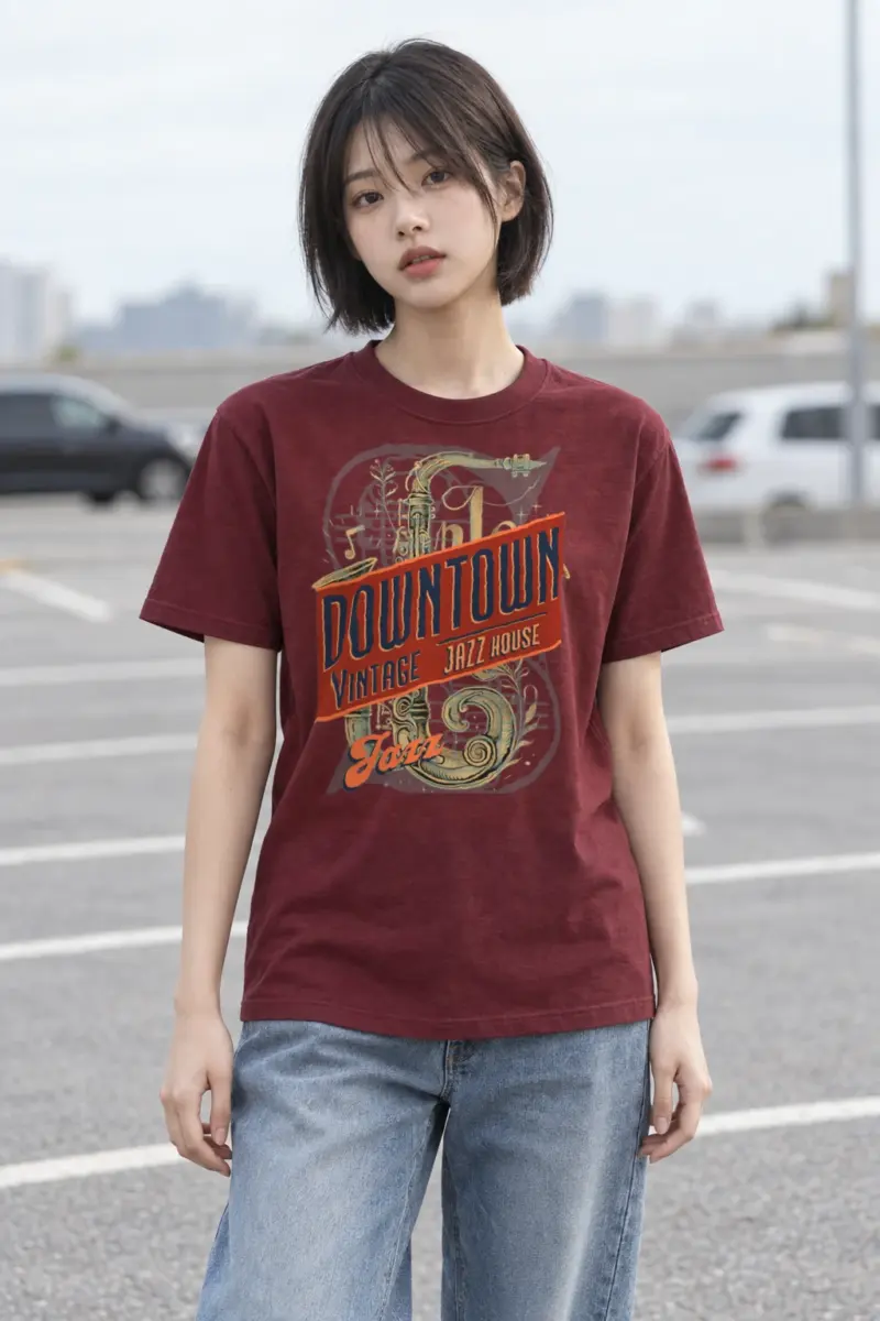 "Downtown Vintage Jazz House" Heavyweight Unisex Crewneck T-shirt | Gildan 5000