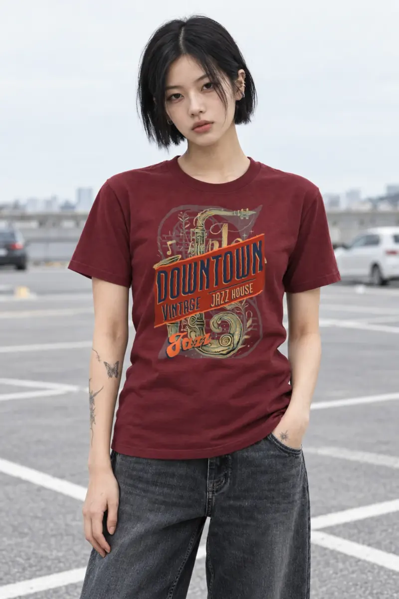 "Downtown Vintage Jazz House" Heavyweight Unisex Crewneck T-shirt