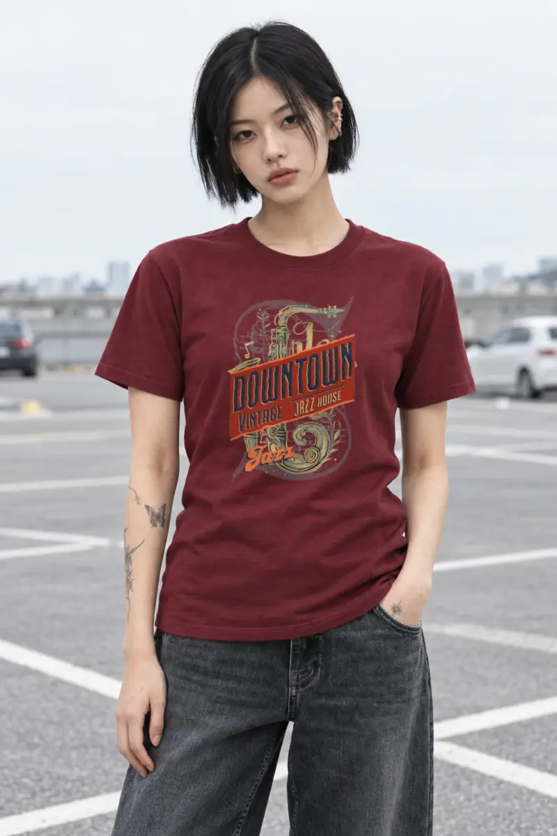 "Downtown Vintage Jazz House" Heavyweight Unisex Crewneck T-shirt