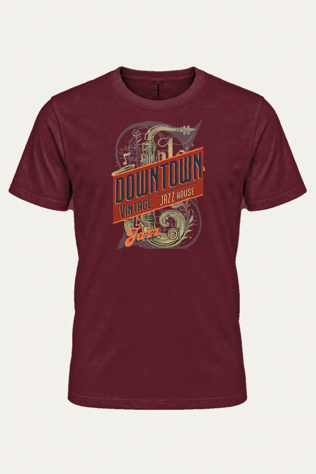 "Downtown Vintage Jazz House" Heavyweight Unisex Crewneck T-shirt | Gildan 5000