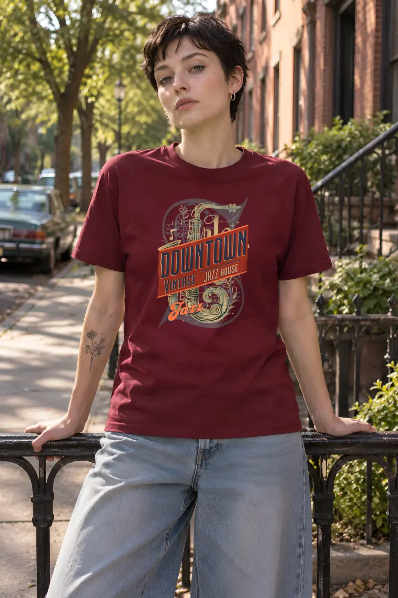 "Downtown Vintage Jazz House" Heavyweight Unisex Crewneck T-shirt